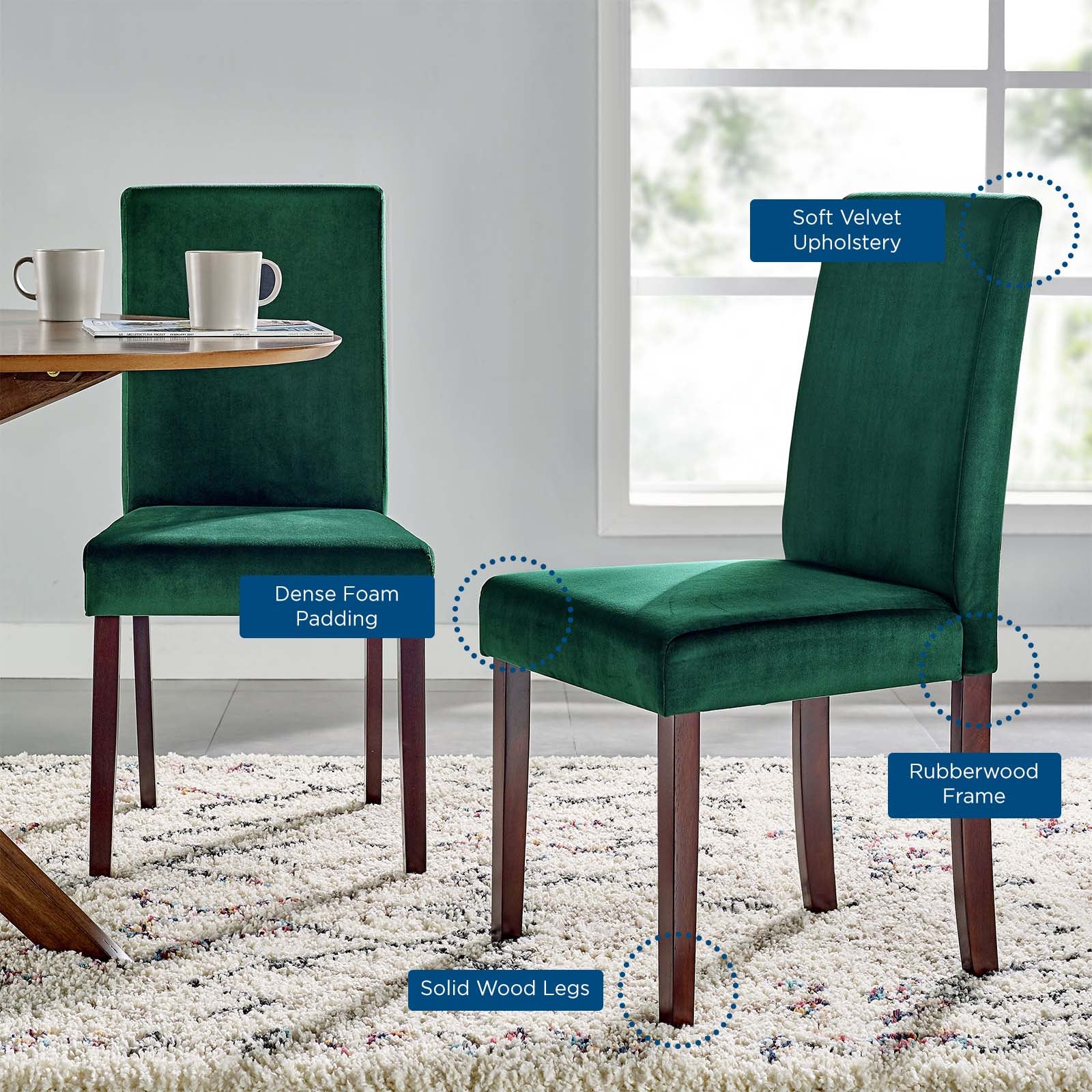 Prosper Upholstered Velvet Dining Side Chair Set of 2 - East Shore Modern Home Furnishings