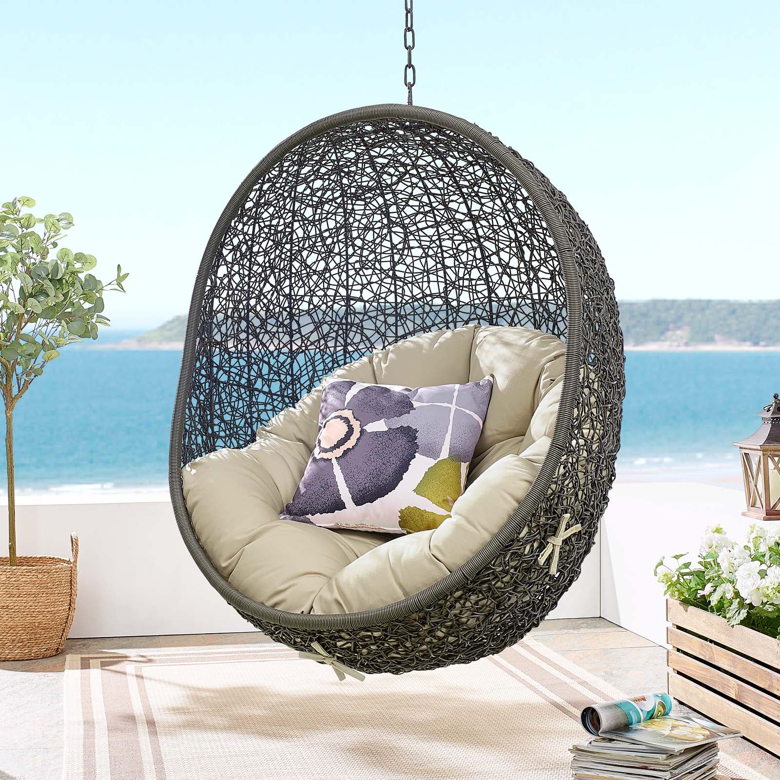 Hide Sunbrella® Fabric Swing Outdoor Patio Lounge Chair Without Stand - East Shore Modern Home Furnishings