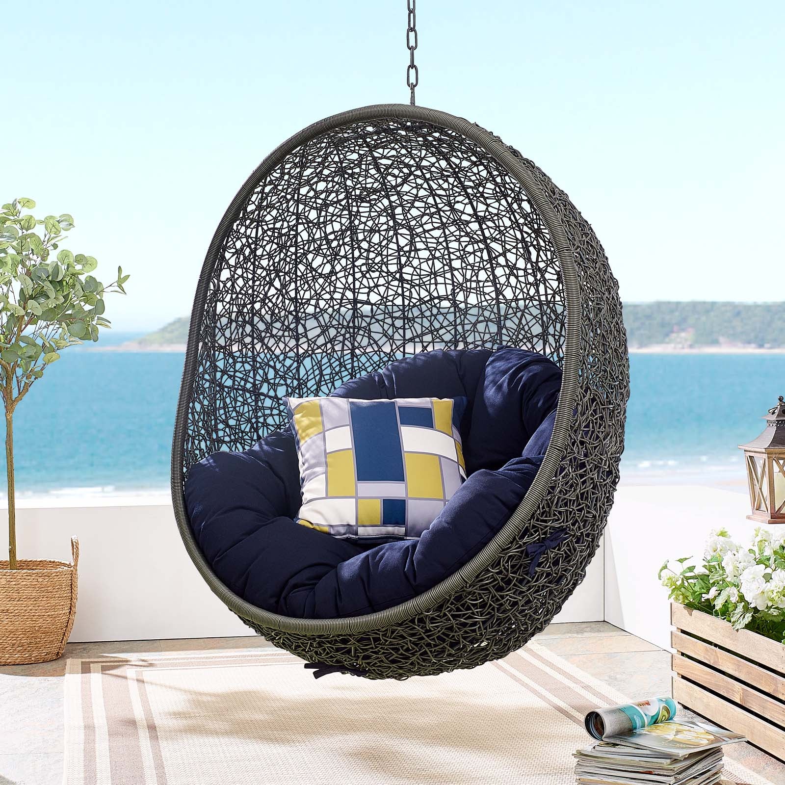 Hide Sunbrella® Fabric Swing Outdoor Patio Lounge Chair Without Stand - East Shore Modern Home Furnishings