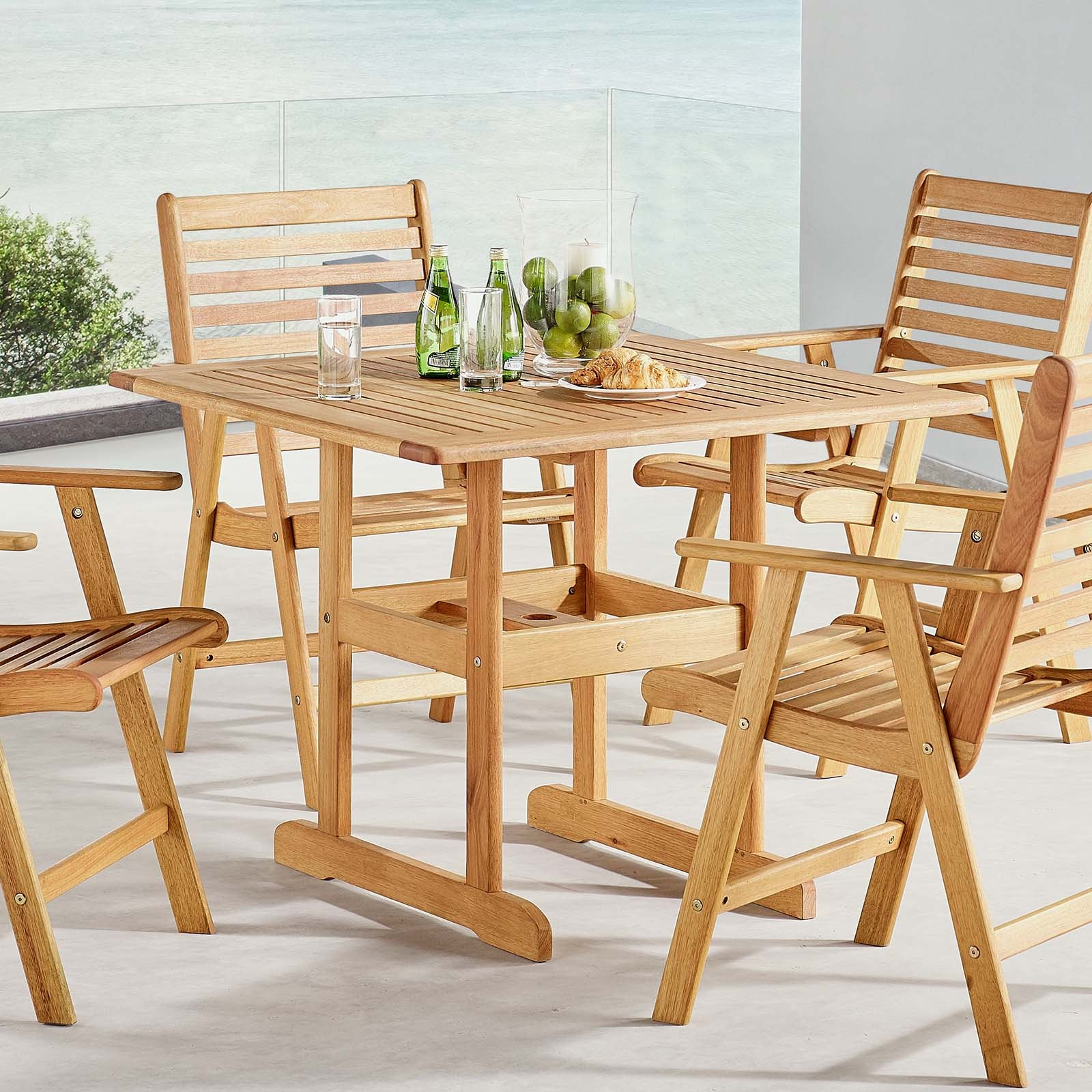Hatteras 36" Square Outdoor Patio Eucalyptus Wood Dining Table - East Shore Modern Home Furnishings