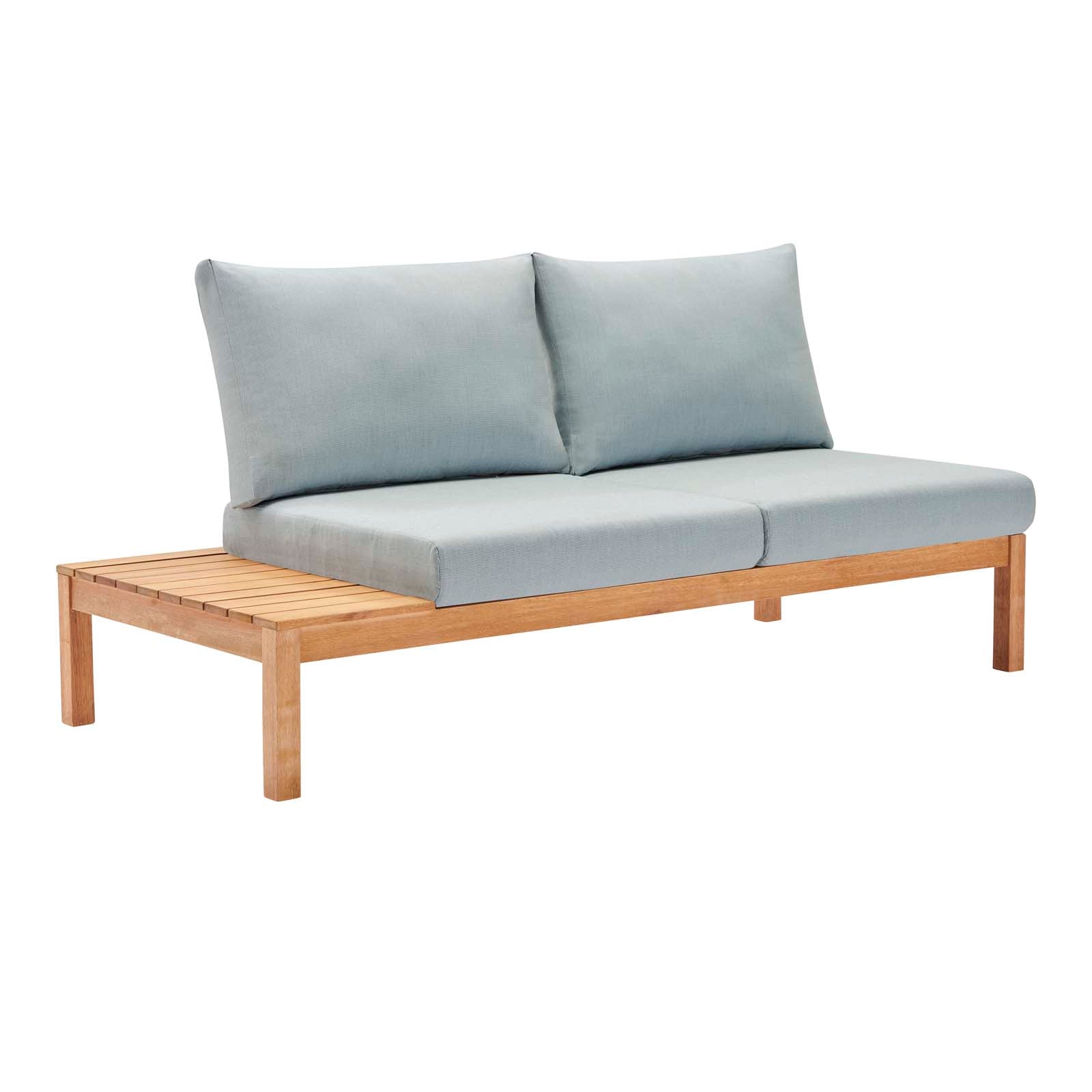Freeport Karri Wood Outdoor Patio Loveseat with Right-Facing Side End Table - East Shore Modern Home Furnishings