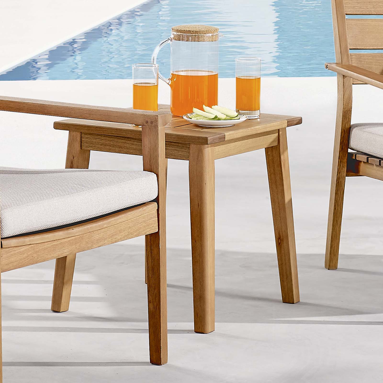Viewscape Outdoor Patio Ash Wood End Table - East Shore Modern Home Furnishings