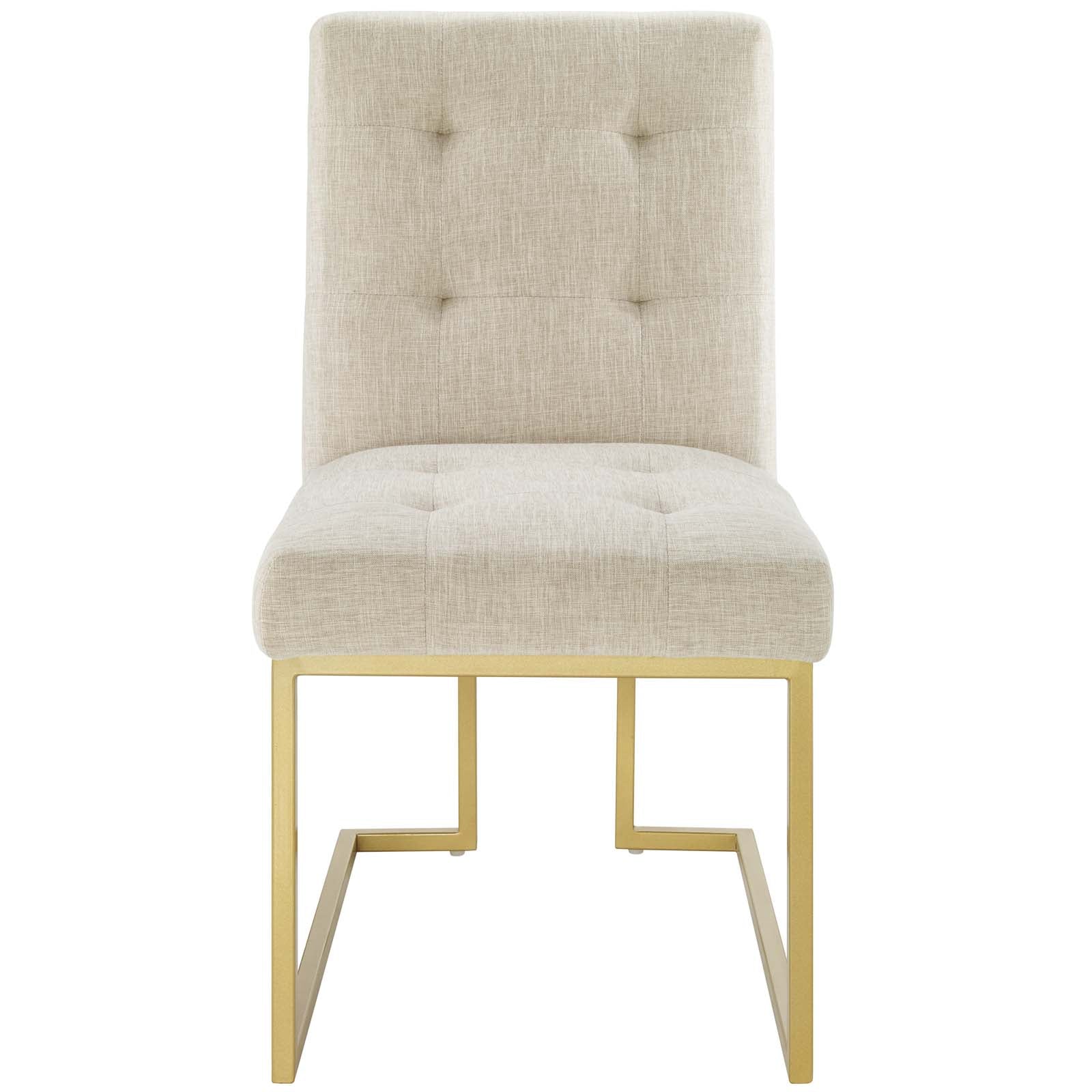 Privy Gold Stainless Steel Upholstered Fabric Dining Accent Chair - East Shore Modern Home Furnishings