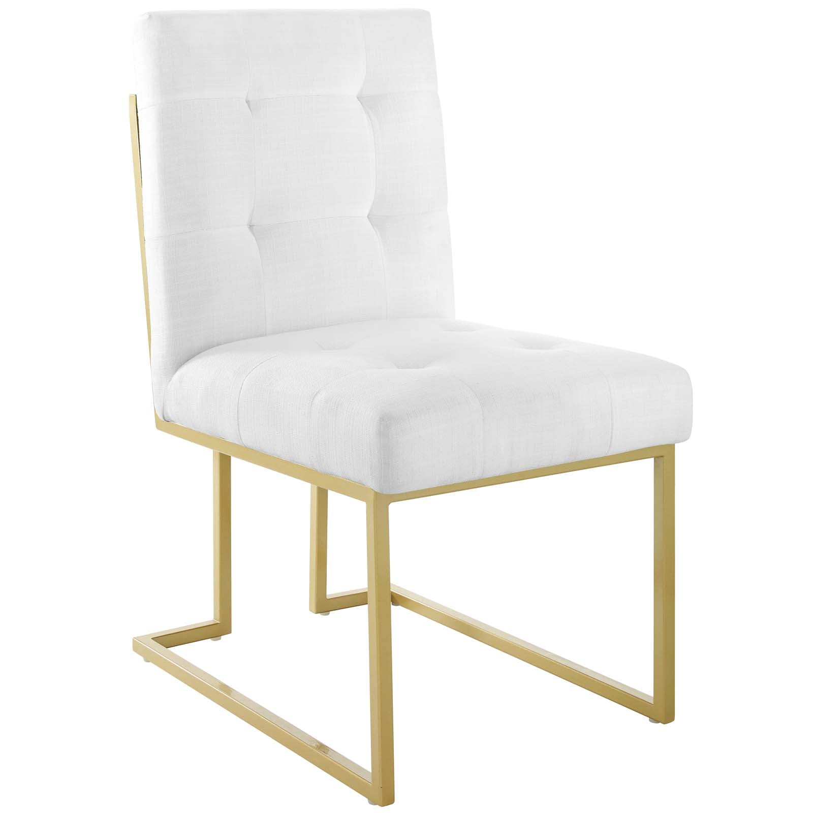 Privy Gold Stainless Steel Upholstered Fabric Dining Accent Chair - East Shore Modern Home Furnishings