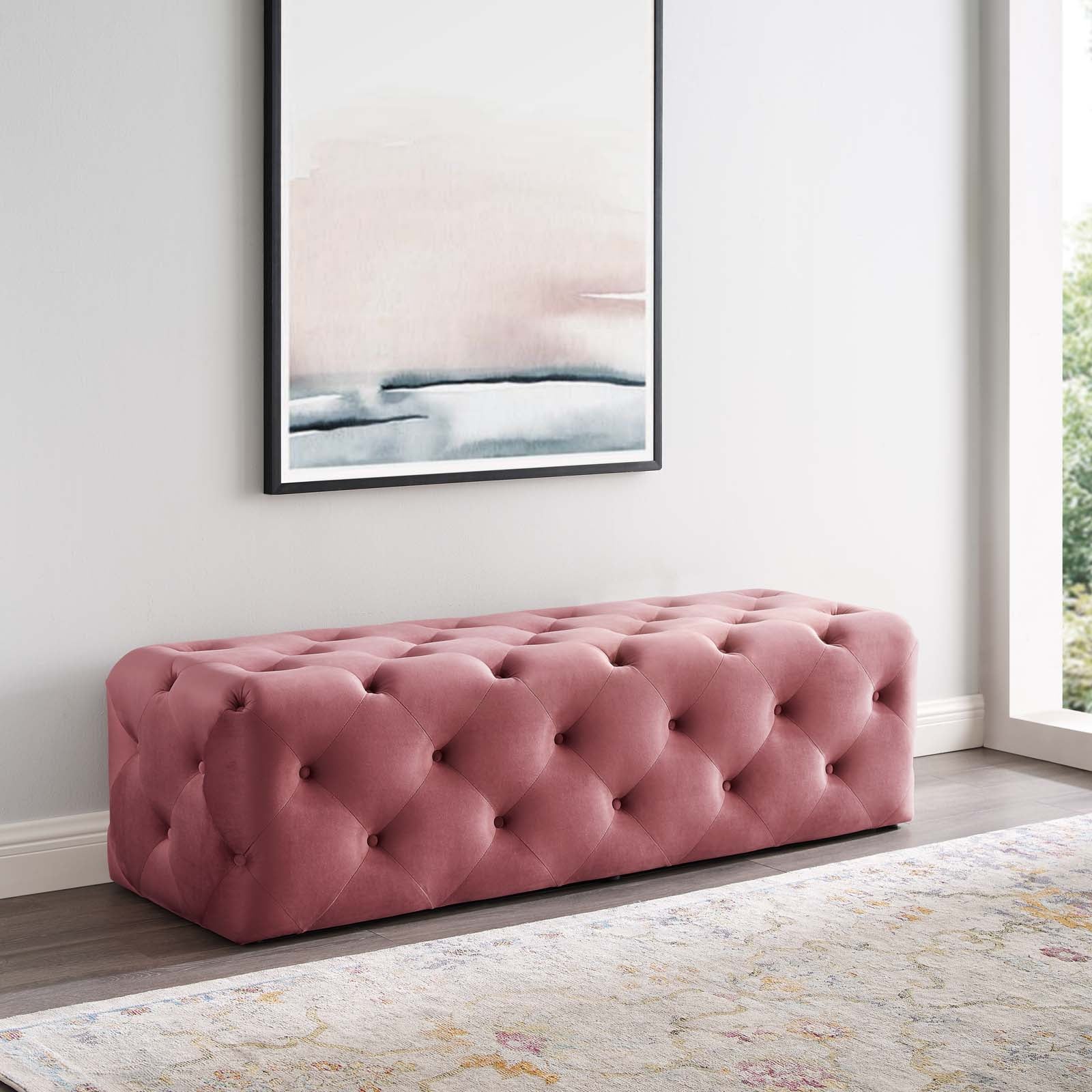 Amour 60" Tufted Button Entryway Performance Velvet Bench - East Shore Modern Home Furnishings