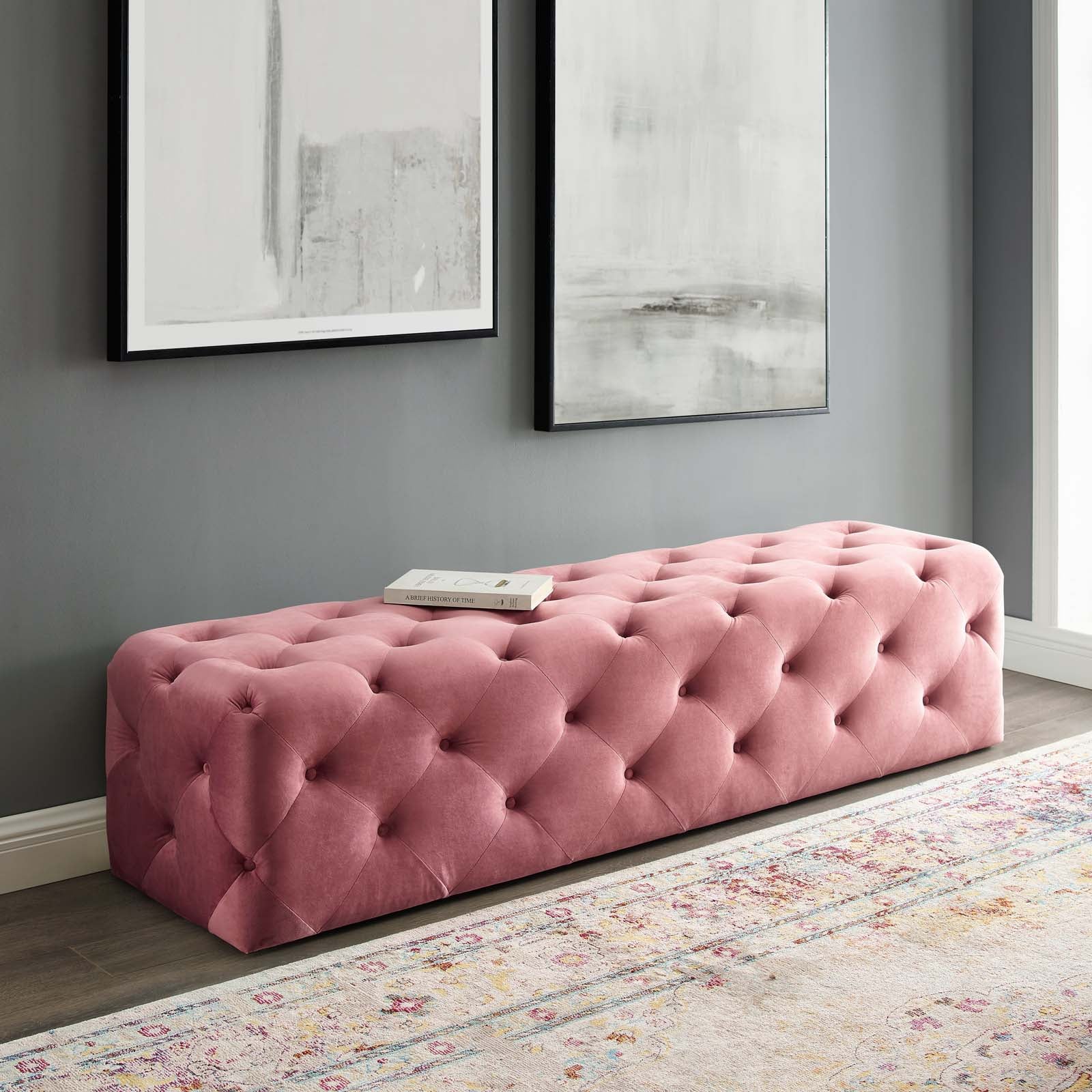 Amour 72" Tufted Button Entryway Performance Velvet Bench - East Shore Modern Home Furnishings