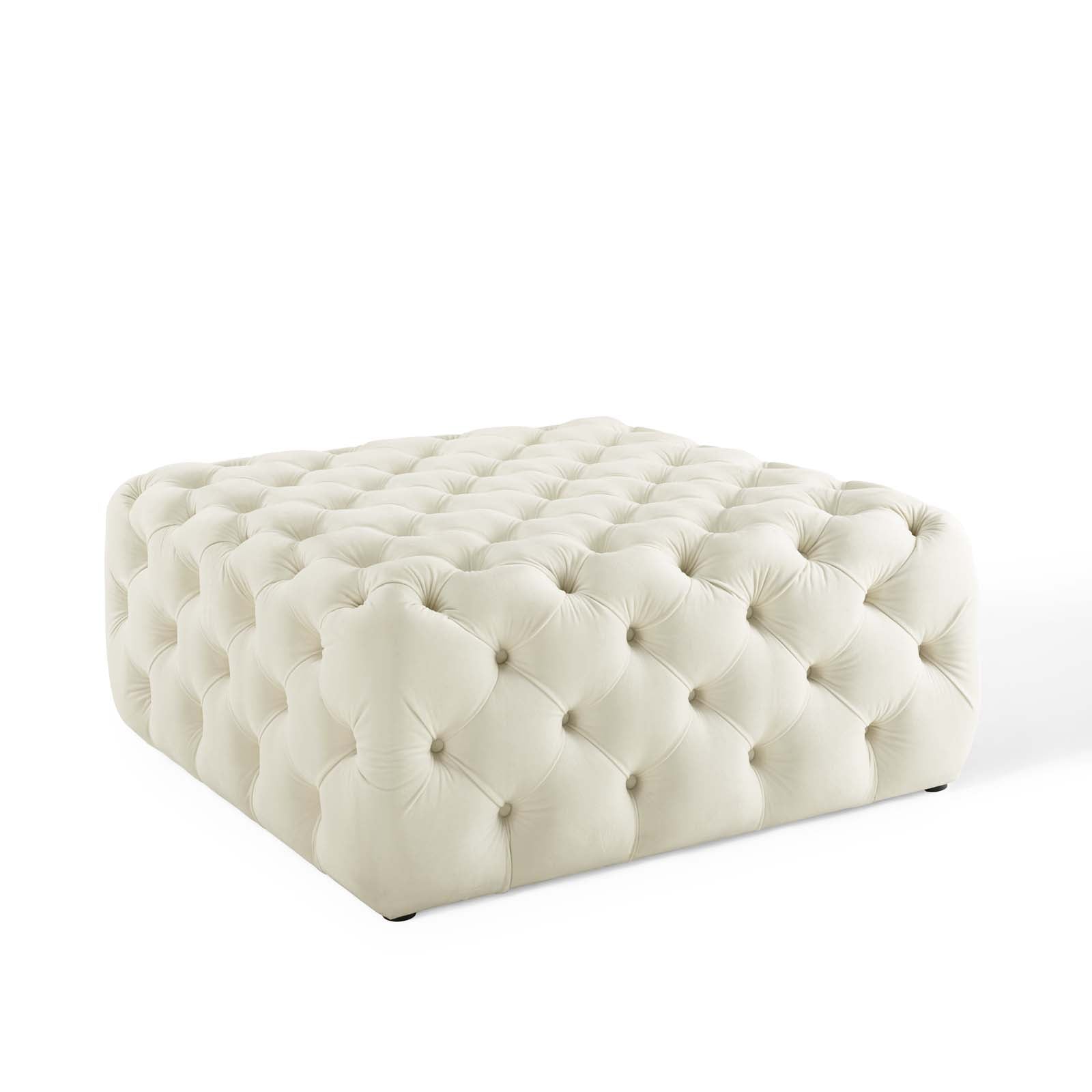 Amour Tufted Button Large Square Performance Velvet Ottoman - East Shore Modern Home Furnishings