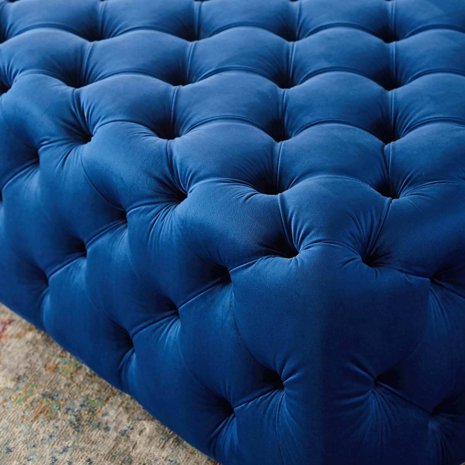 Amour Tufted Button Large Square Performance Velvet Ottoman - East Shore Modern Home Furnishings