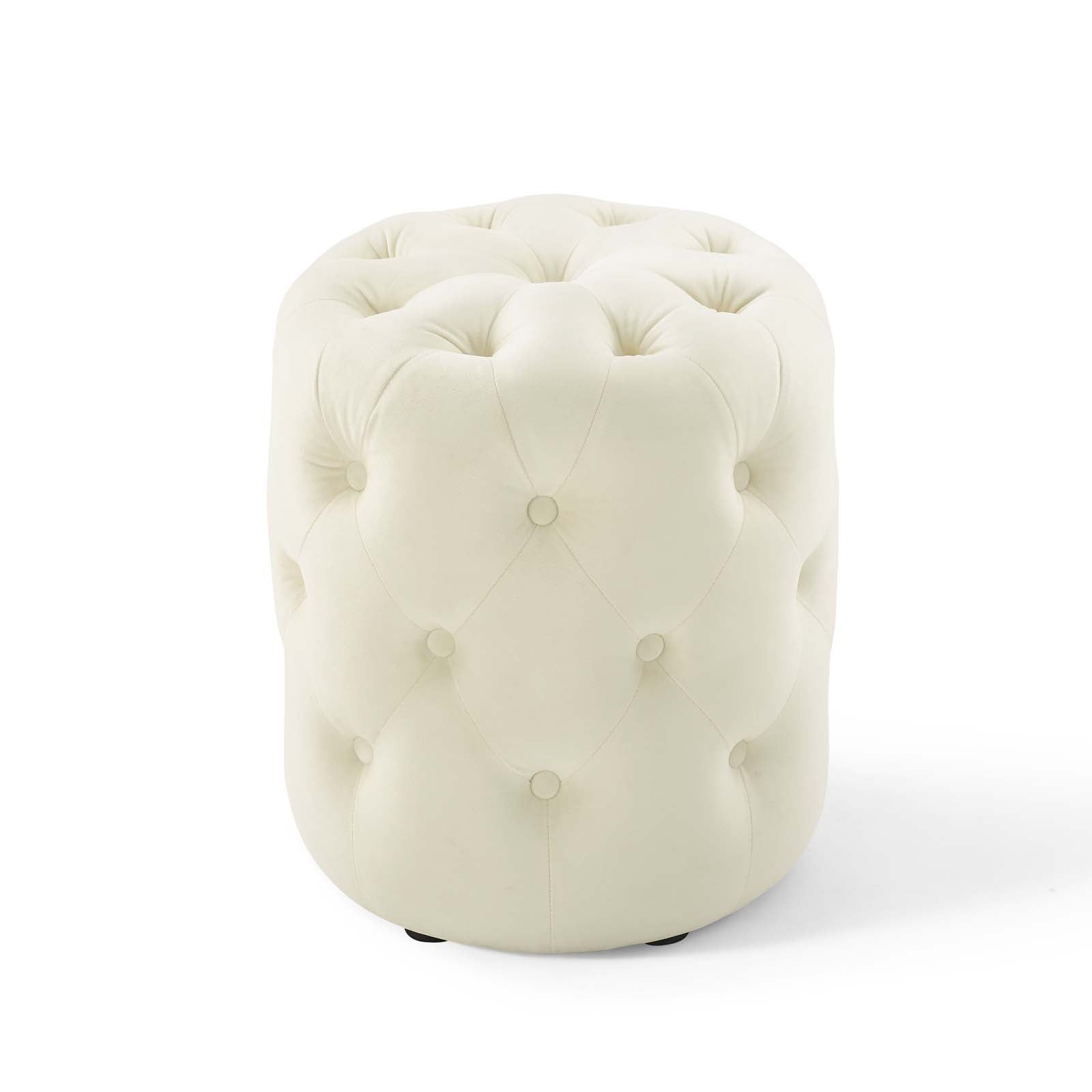 Amour Tufted Button Round Performance Velvet Ottoman - East Shore Modern Home Furnishings