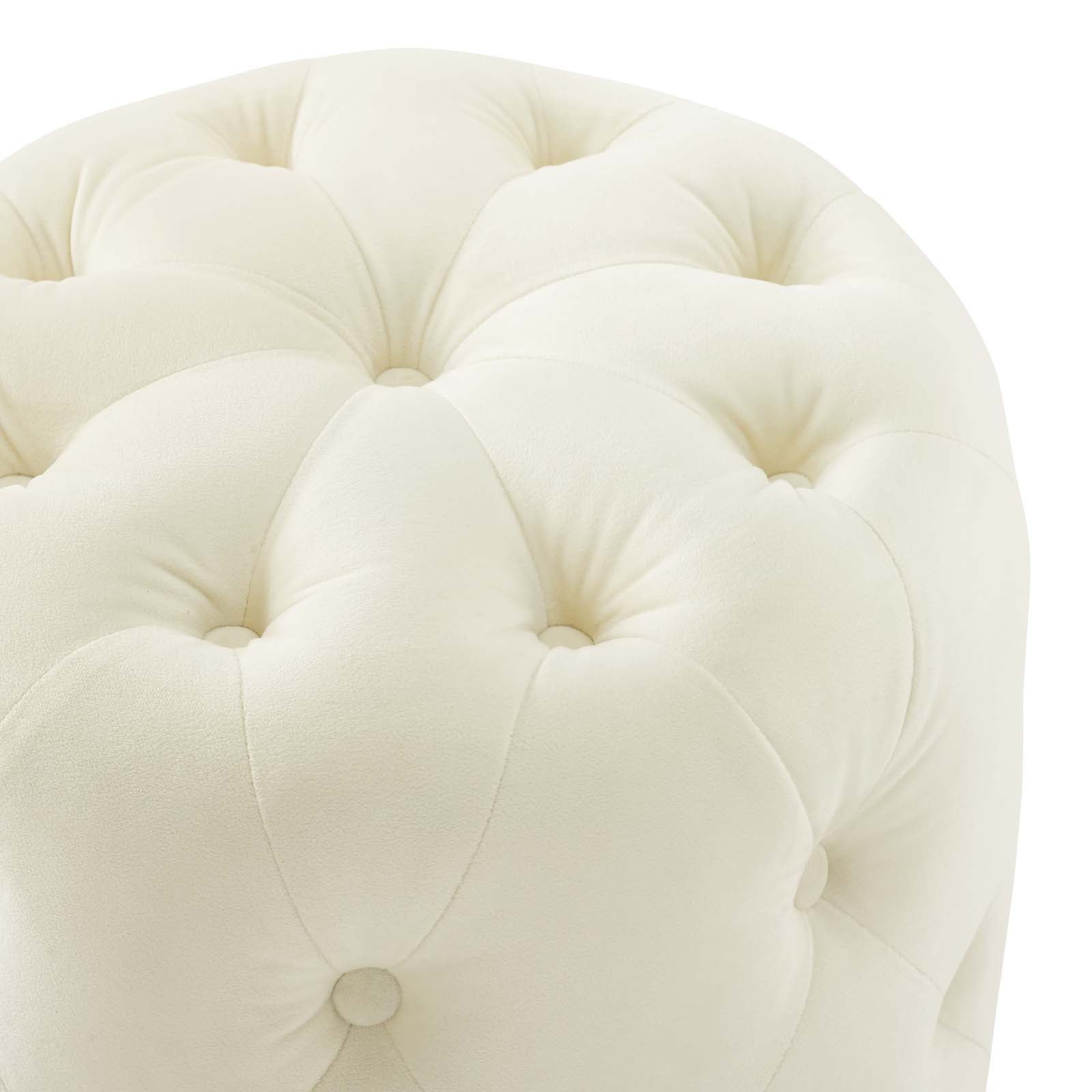 Amour Tufted Button Round Performance Velvet Ottoman - East Shore Modern Home Furnishings