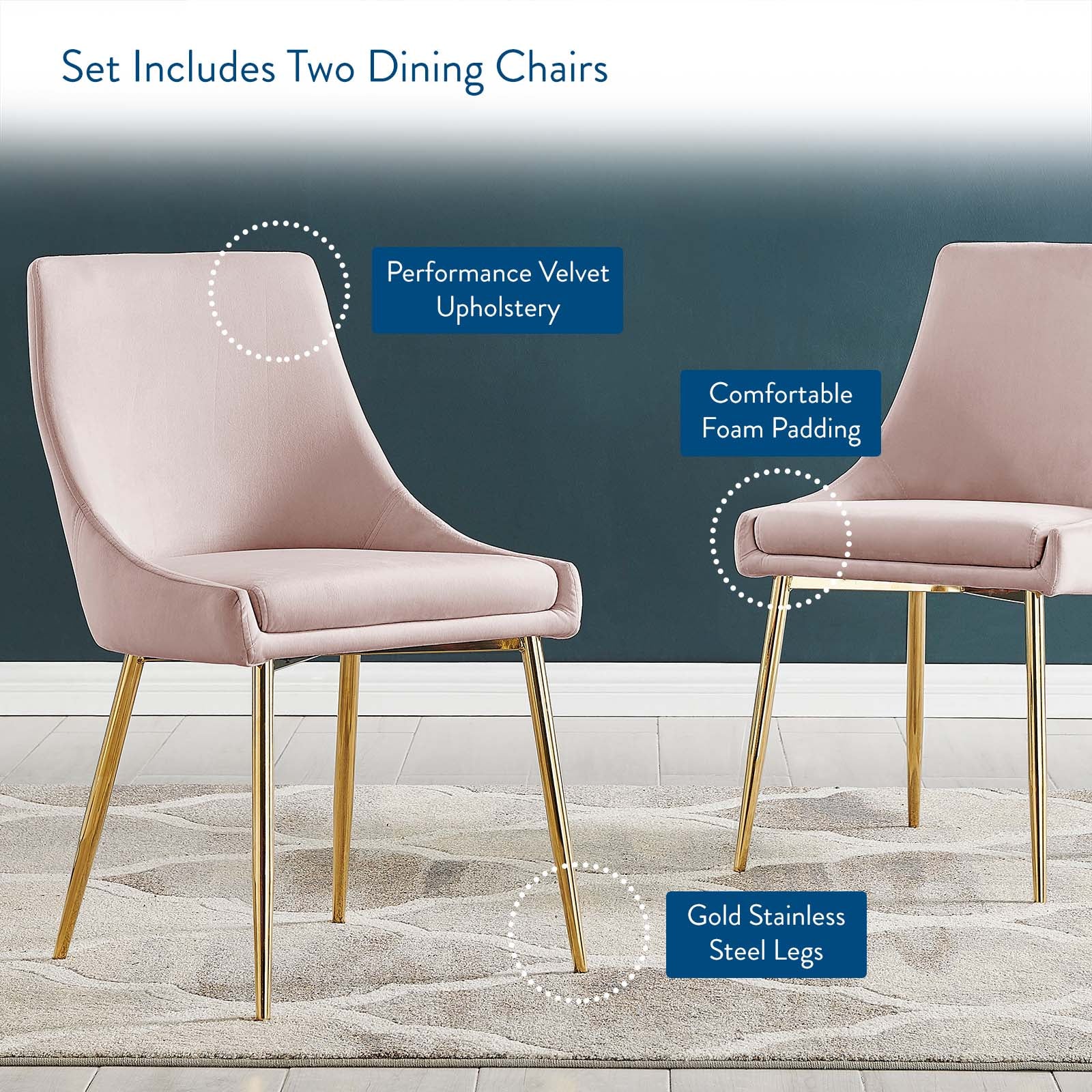 Viscount Performance Velvet Dining Chairs - Set of 2 - East Shore Modern Home Furnishings