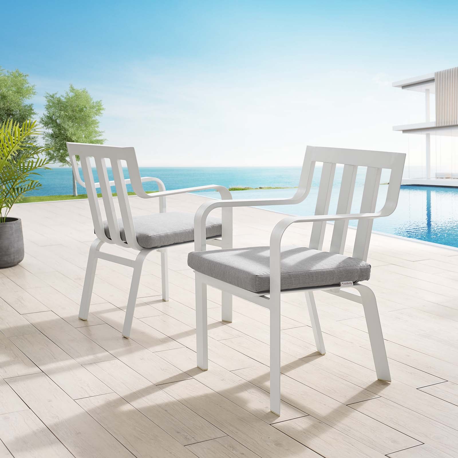Baxley Outdoor Patio Aluminum Armchair Set of 2 - East Shore Modern Home Furnishings