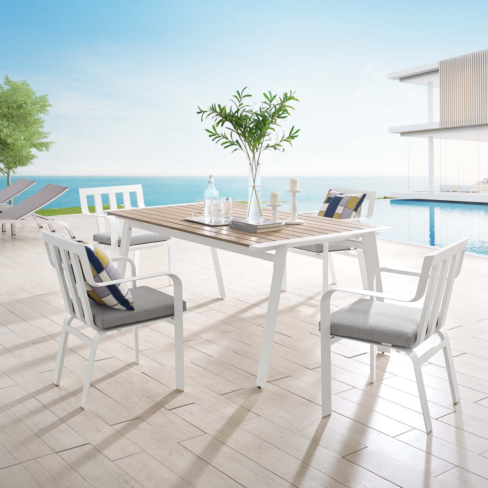 Baxley 5 Piece Outdoor Patio Aluminum Dining Set - East Shore Modern Home Furnishings