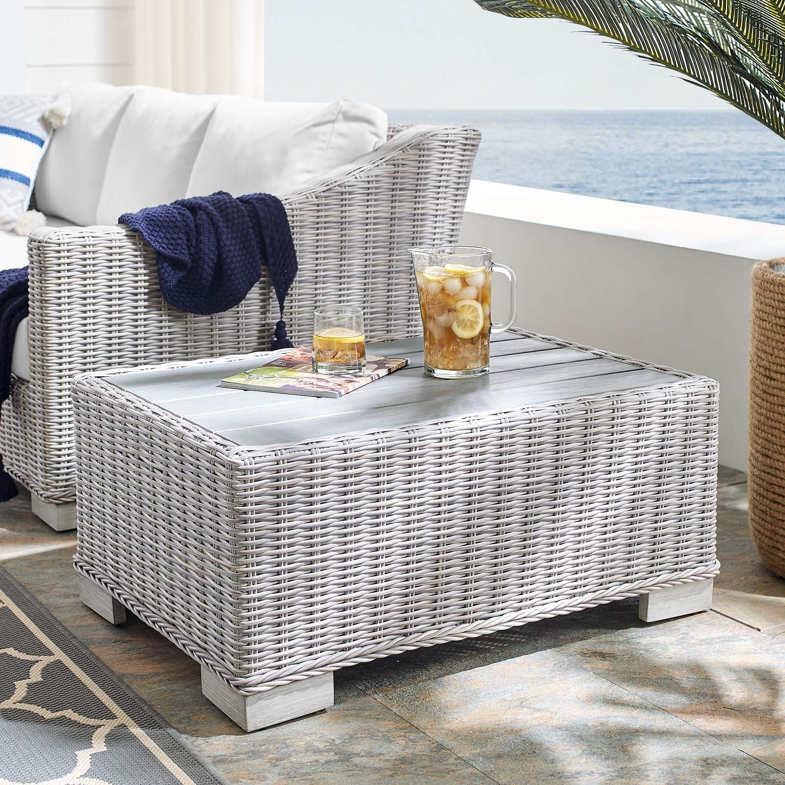 Conway 32" Outdoor Patio Wicker Rattan Coffee Table - East Shore Modern Home Furnishings