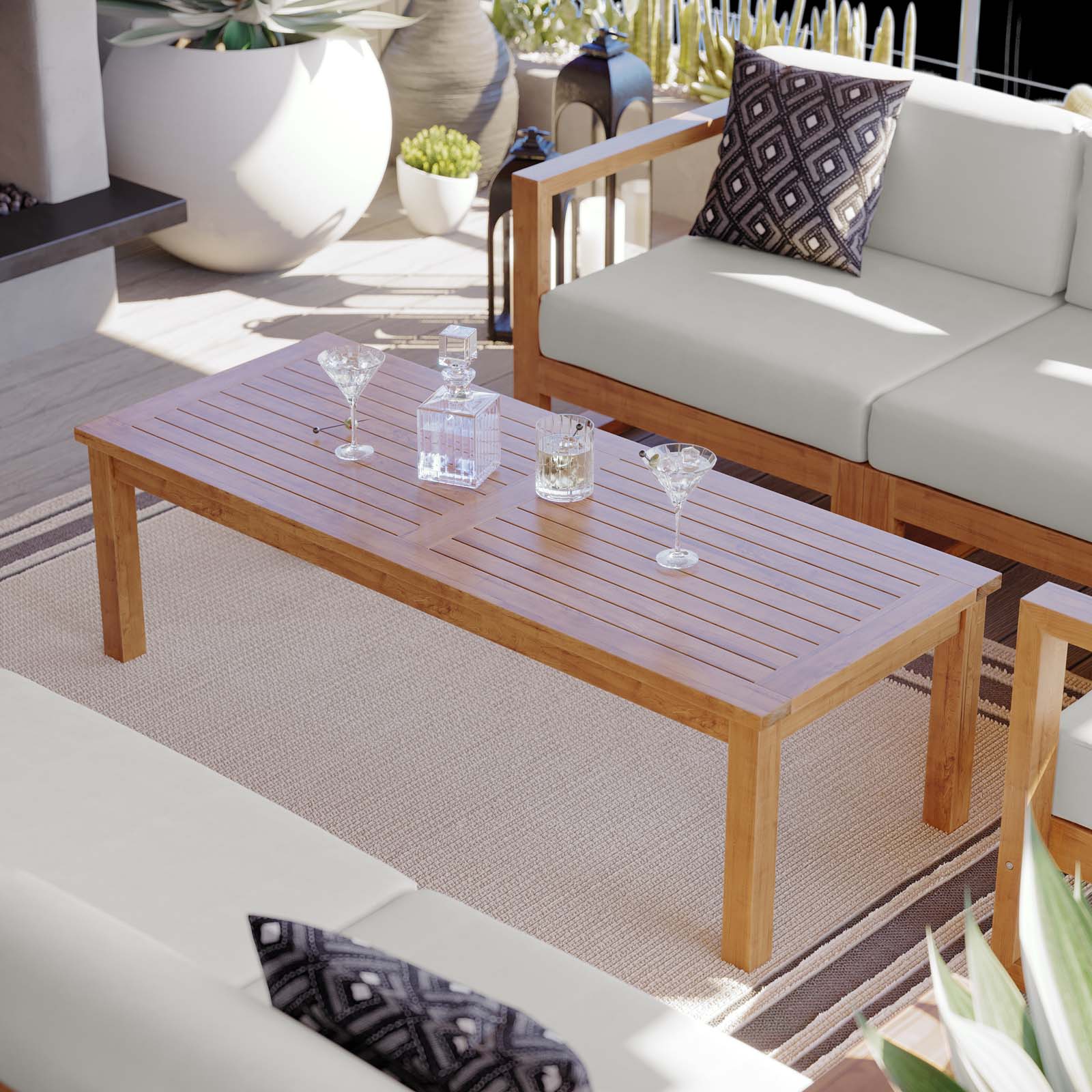 Upland Outdoor Patio Teak Wood Coffee Table - East Shore Modern Home Furnishings