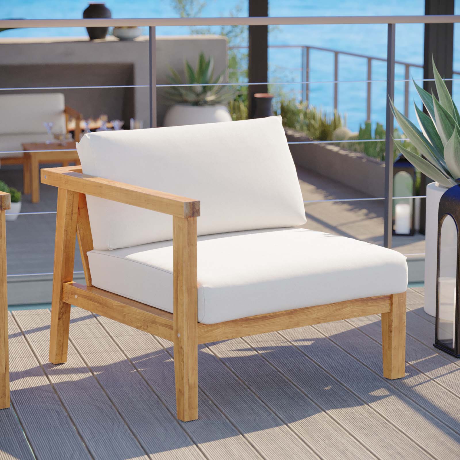 Bayport Outdoor Patio Teak Wood Left-Arm Chair - East Shore Modern Home Furnishings