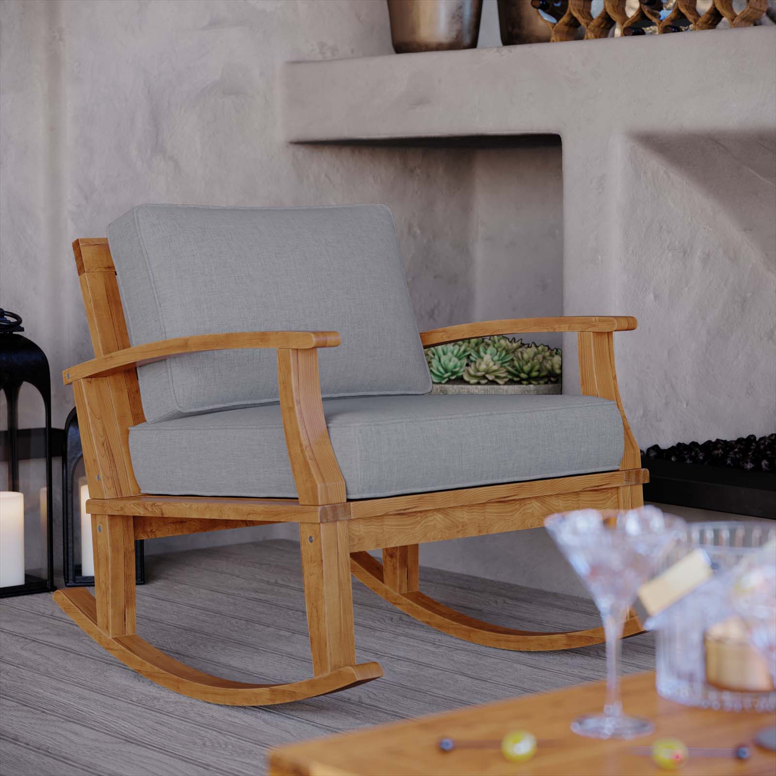 Marina Outdoor Patio Teak Rocking Chair - East Shore Modern Home Furnishings