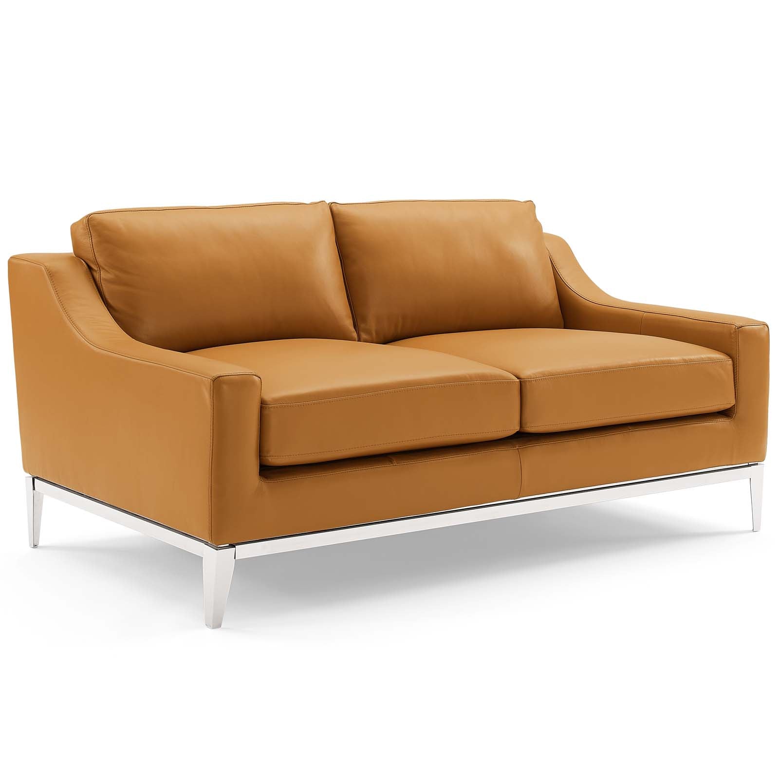 Harness Stainless Steel Base Leather Sofa and Loveseat Set - East Shore Modern Home Furnishings