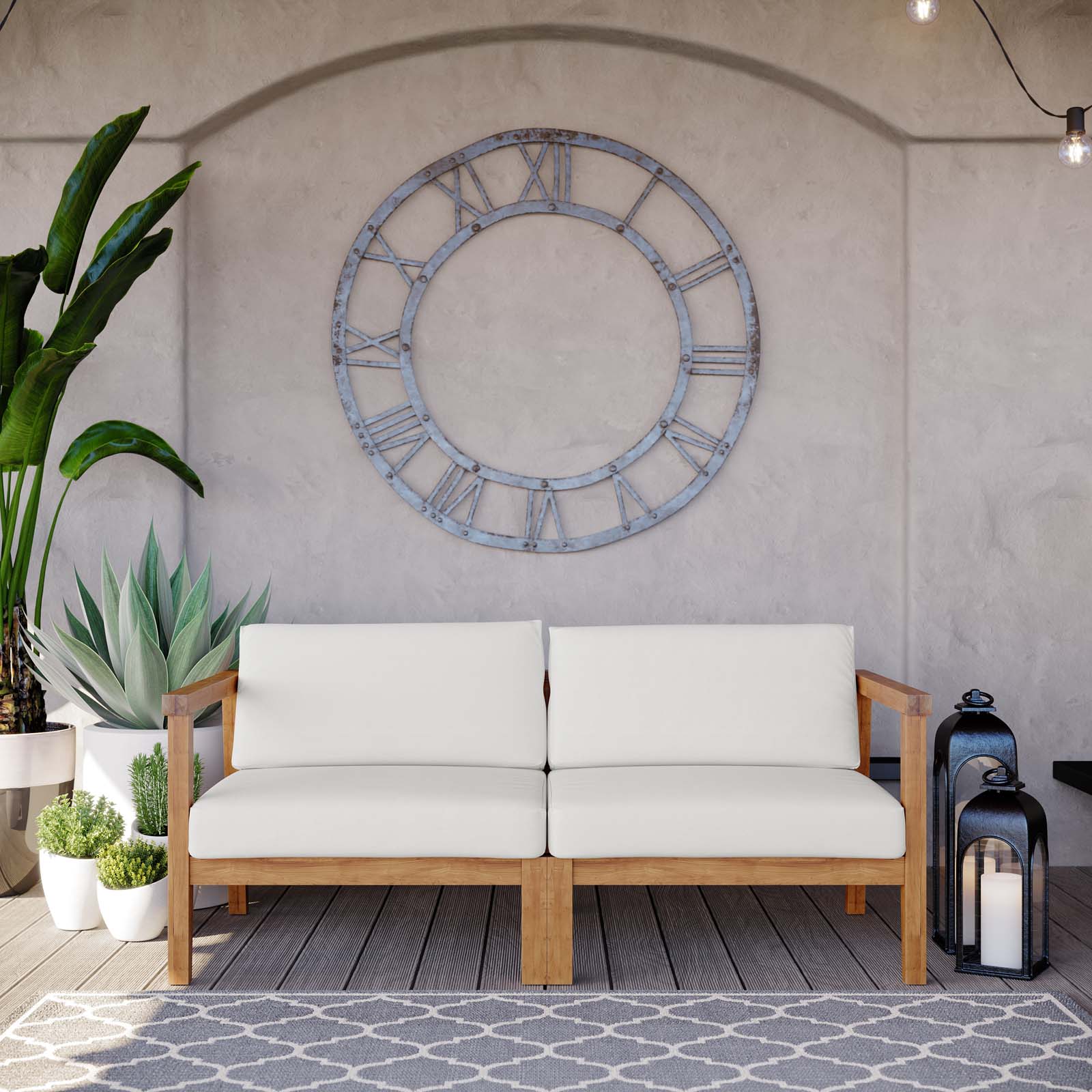 Bayport Outdoor Patio Teak Wood 2-Seater Loveseat - East Shore Modern Home Furnishings