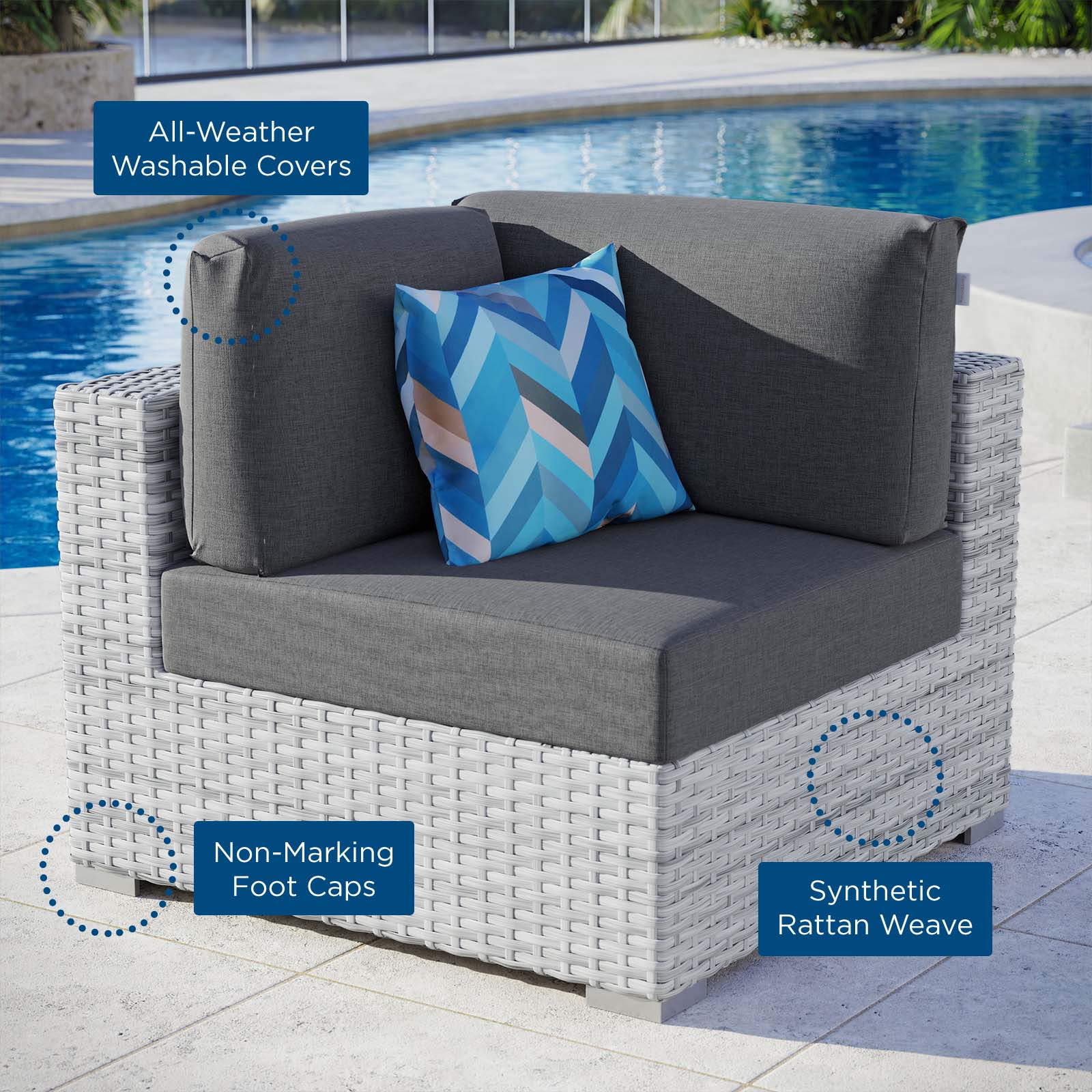 Convene Outdoor Patio Corner Chair - East Shore Modern Home Furnishings