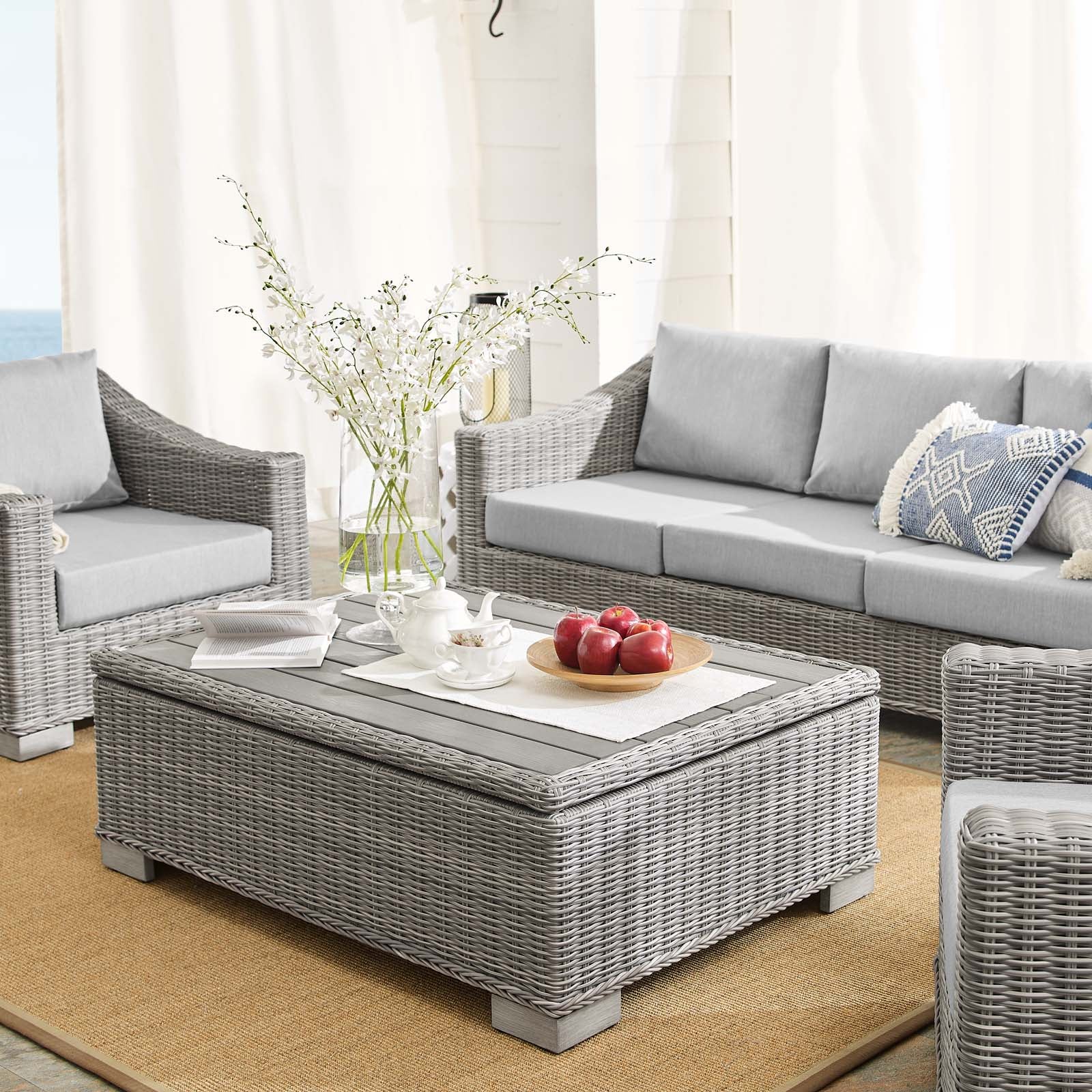 Conway Sunbrella® Outdoor Patio Wicker Rattan 4-Piece Furniture Set - East Shore Modern Home Furnishings