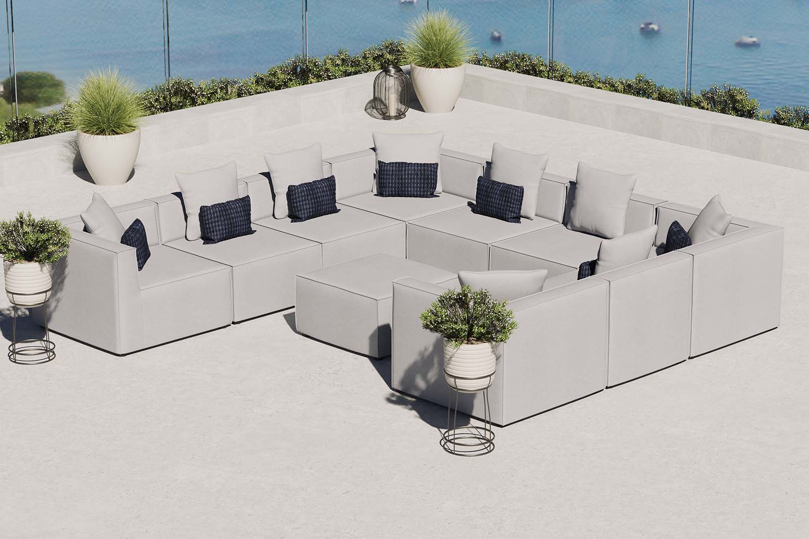 Saybrook Outdoor Patio Upholstered 10-Piece Sectional Sofa - East Shore Modern Home Furnishings