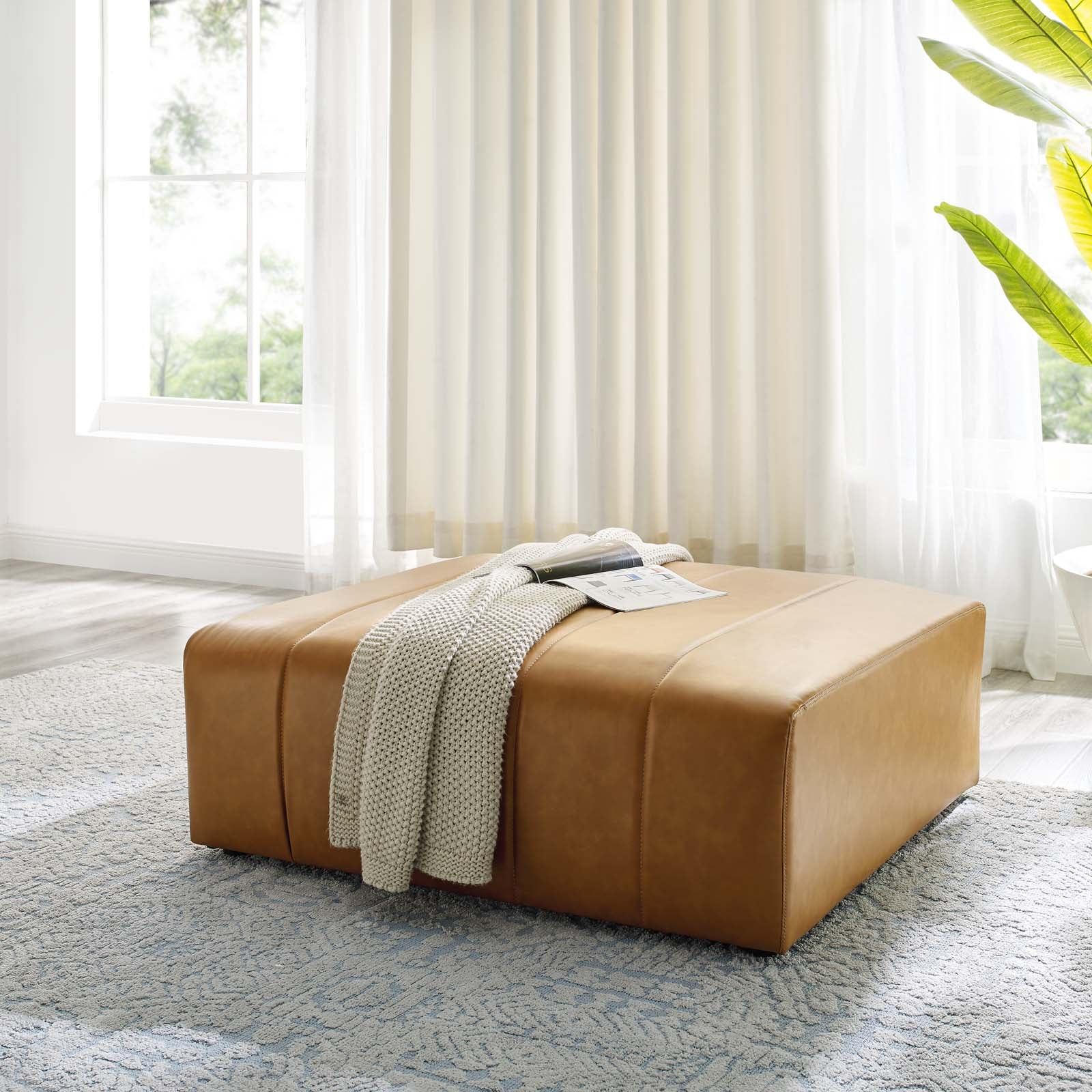 Bartlett Vegan Leather Ottoman - East Shore Modern Home Furnishings