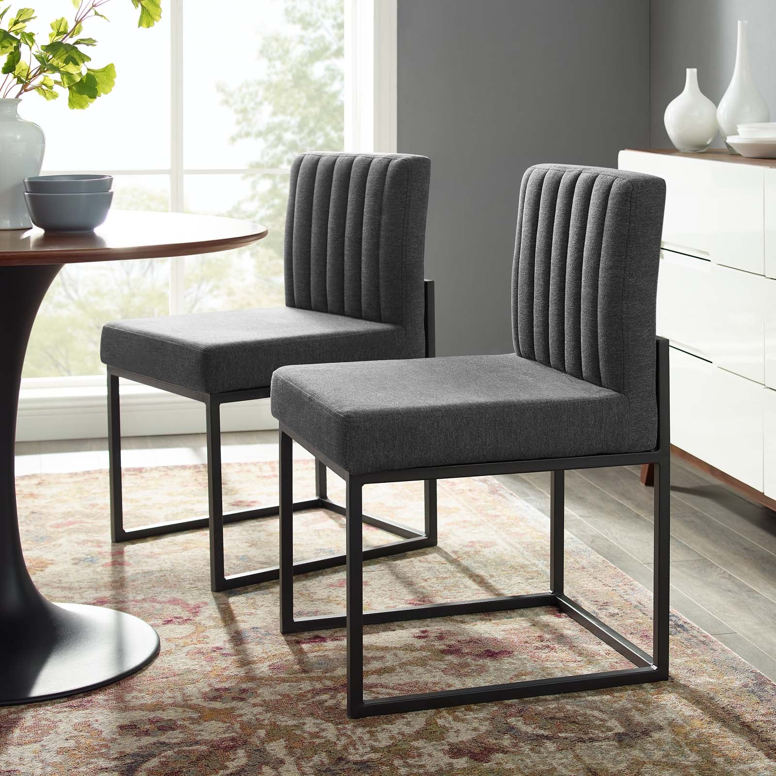 Carriage Dining Chair Upholstered Fabric Set of 2 - East Shore Modern Home Furnishings