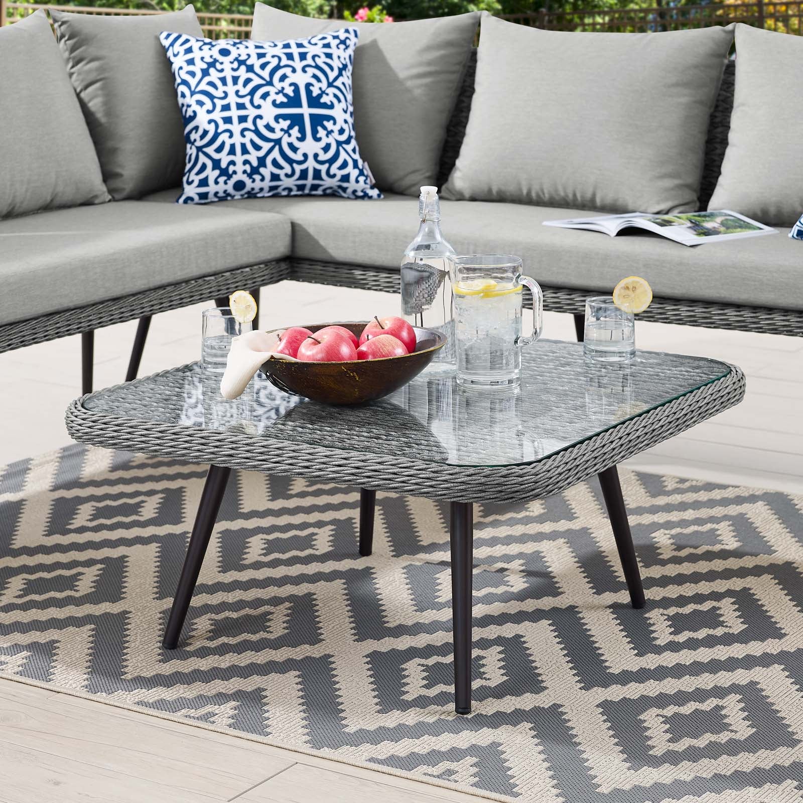 Endeavor Outdoor Patio Wicker Rattan Square Coffee Table - East Shore Modern Home Furnishings