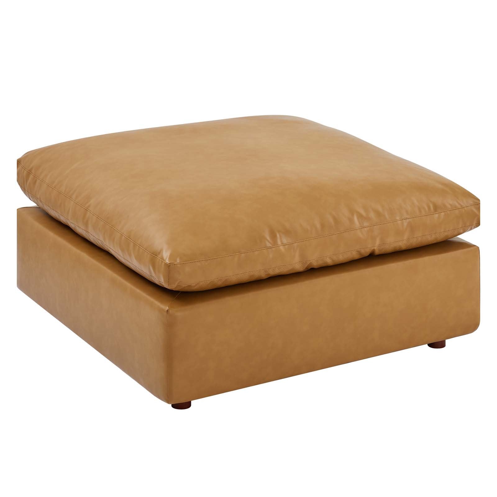 Commix Down Filled Overstuffed Vegan Leather Ottoman - East Shore Modern Home Furnishings