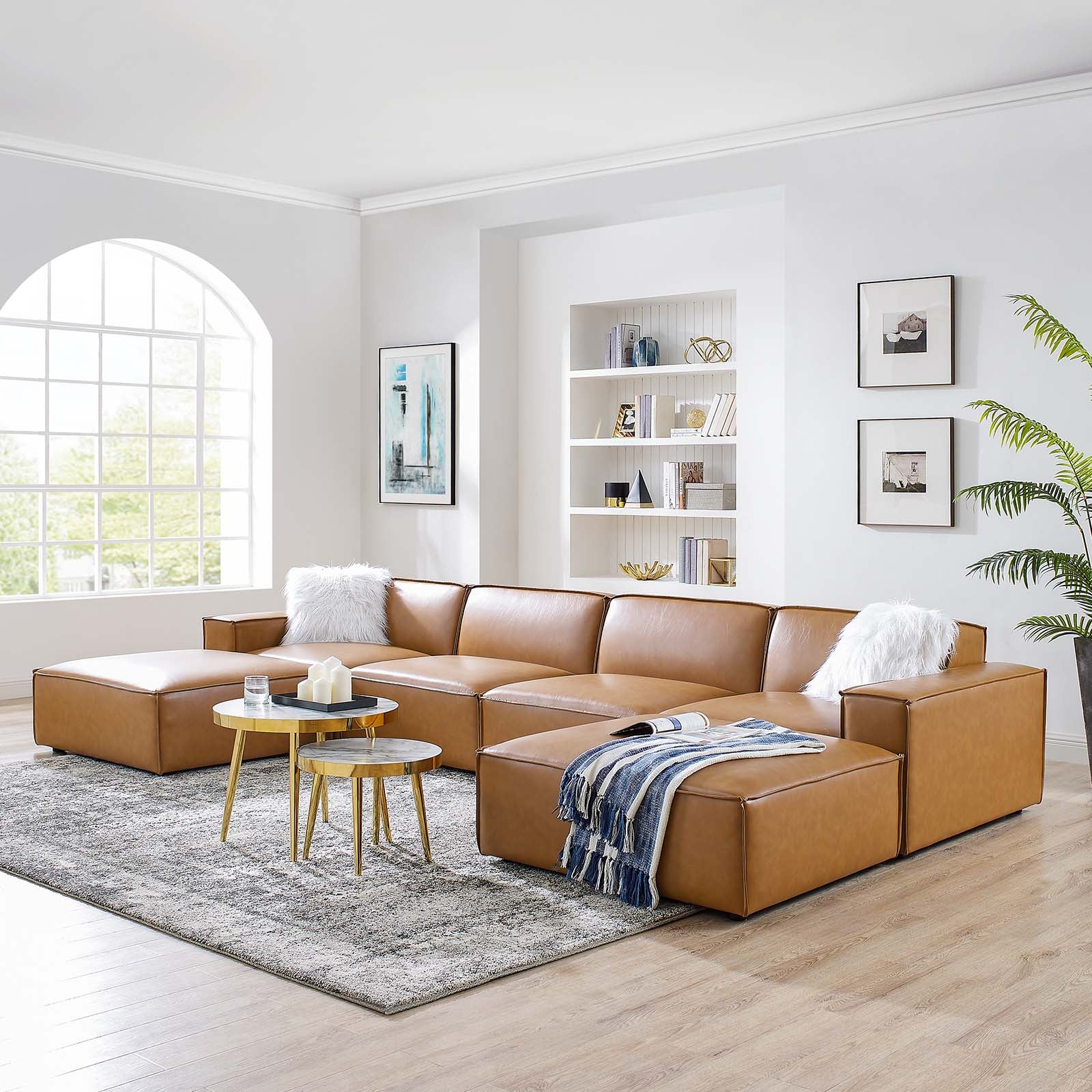 Restore 6-Piece Vegan Leather Sectional Sofa - East Shore Modern Home Furnishings