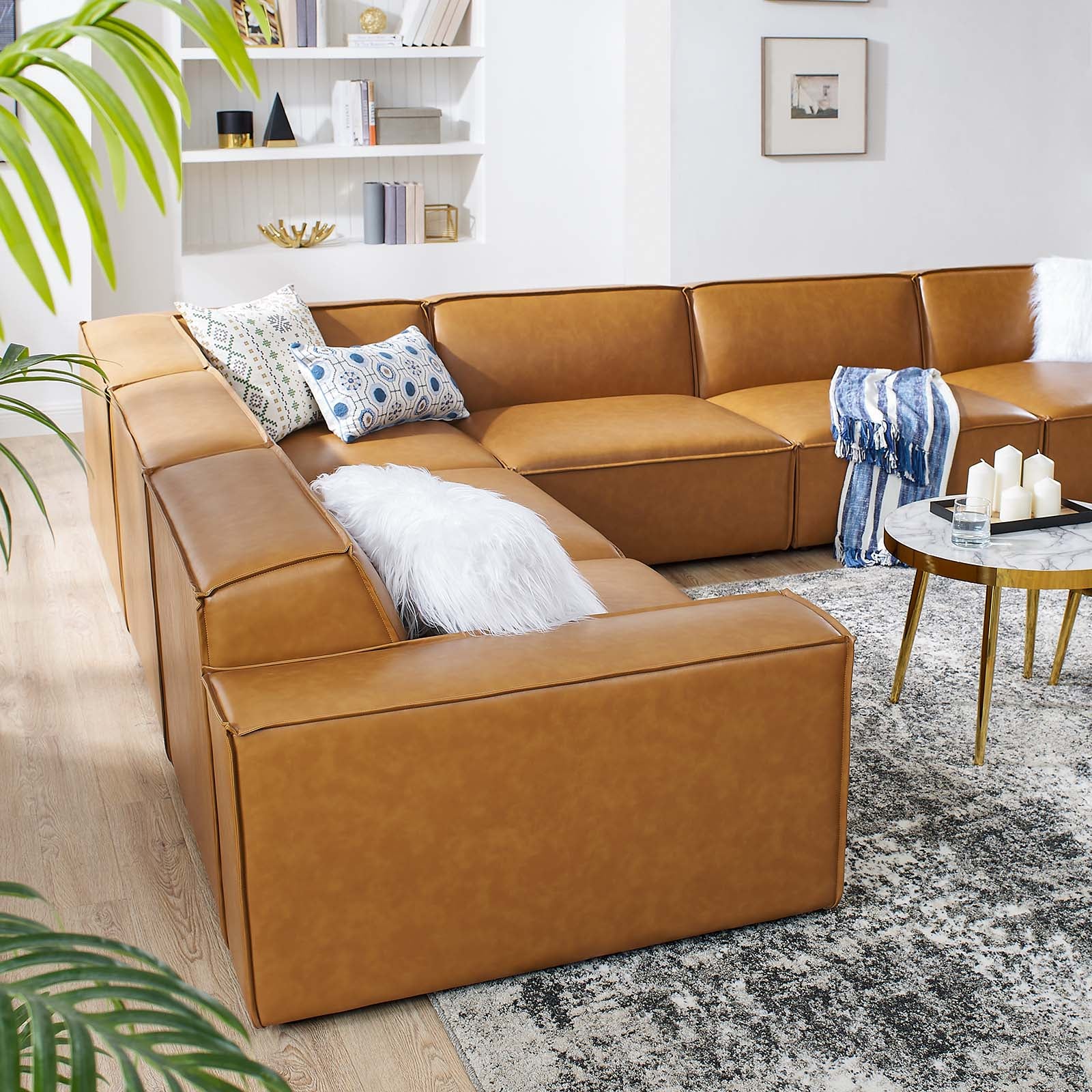 Restore 6-Piece Vegan Leather Sectional Sofa - East Shore Modern Home Furnishings