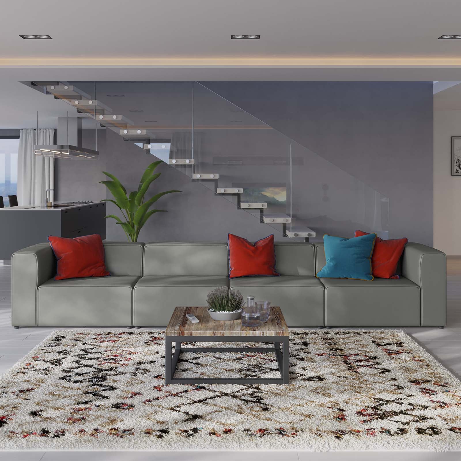 Mingle Vegan Leather 4-Piece Sectional Sofa - East Shore Modern Home Furnishings