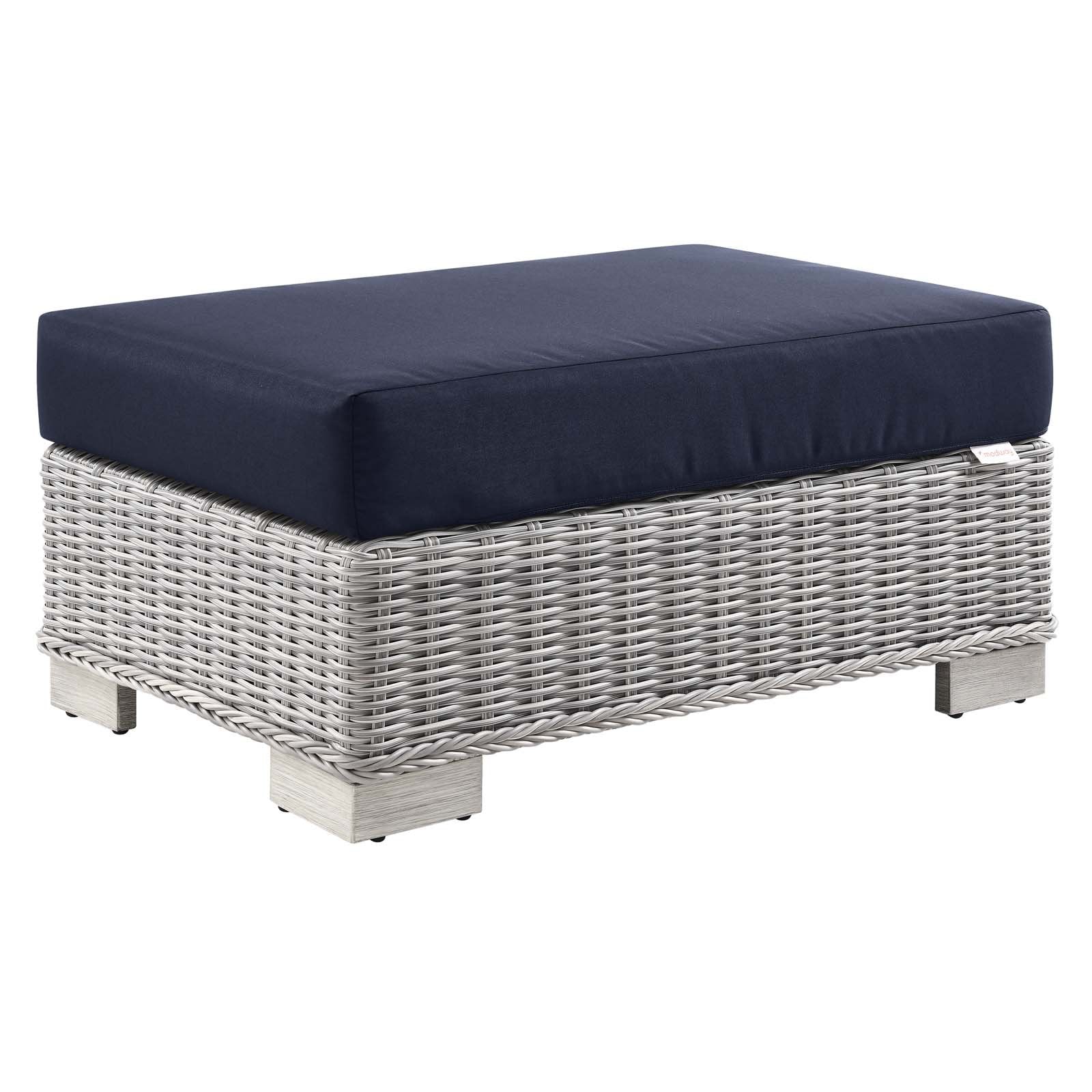 Conway Outdoor Patio Wicker Rattan Ottoman - East Shore Modern Home Furnishings