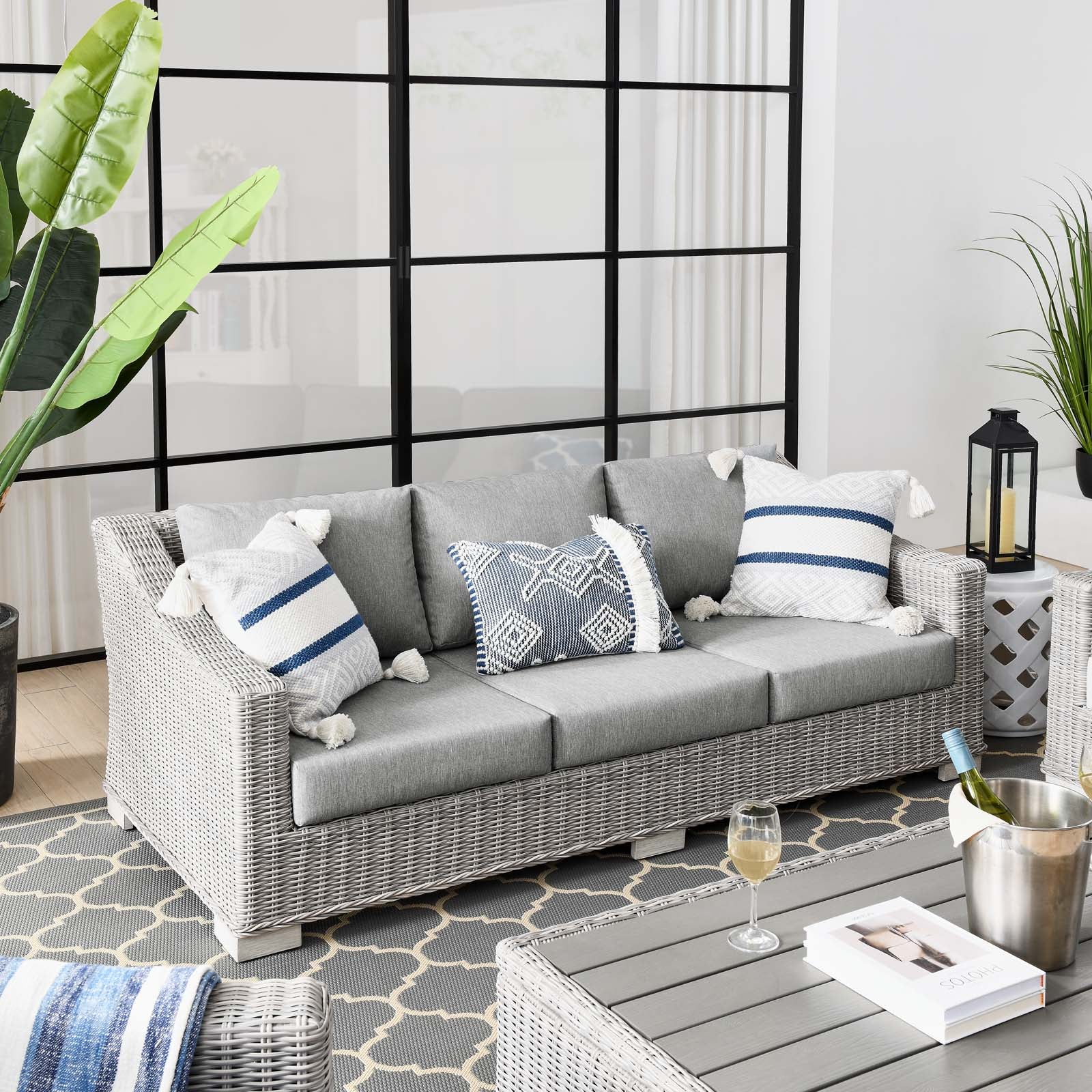 Conway Outdoor Patio Wicker Rattan Sofa - East Shore Modern Home Furnishings