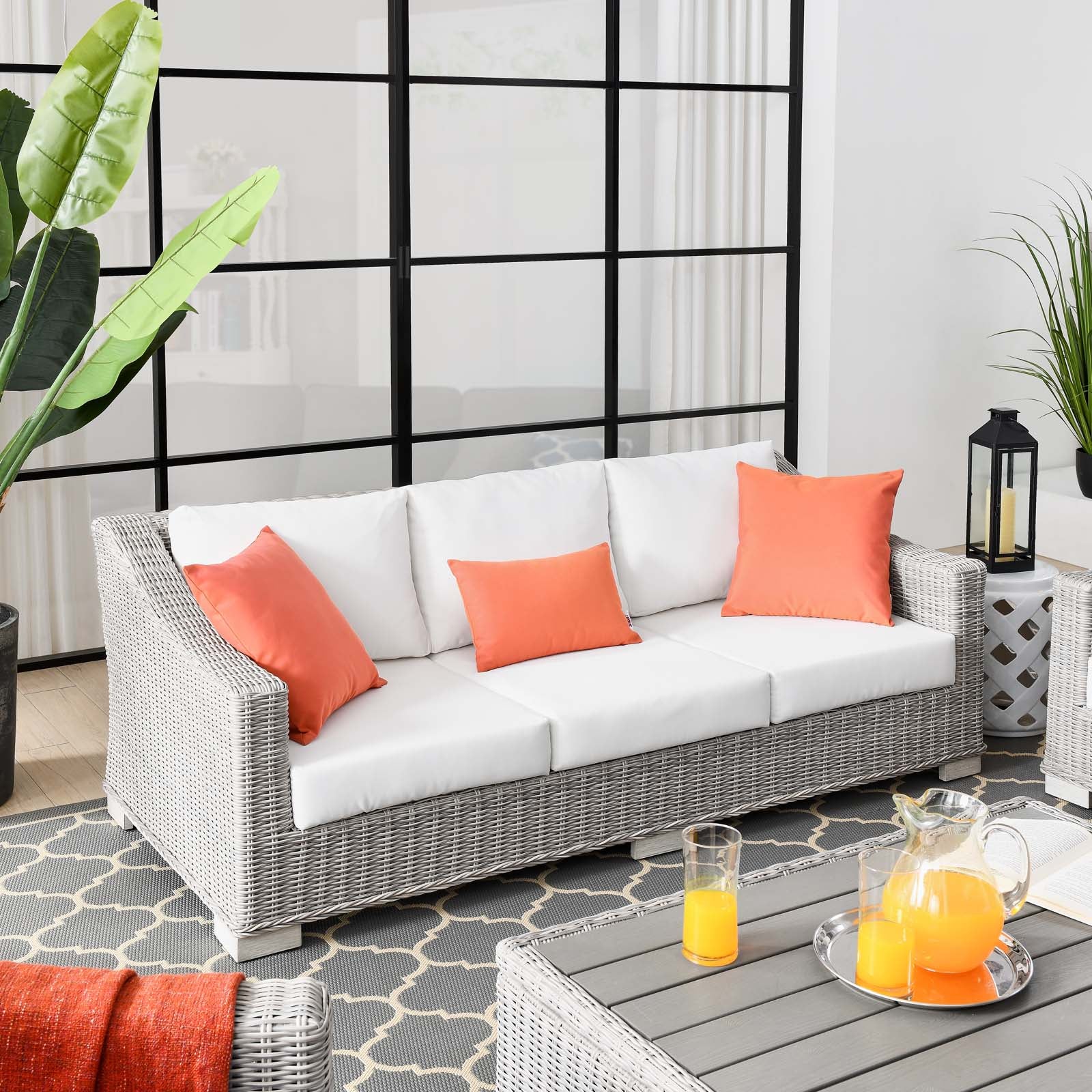 Conway Outdoor Patio Wicker Rattan Sofa - East Shore Modern Home Furnishings