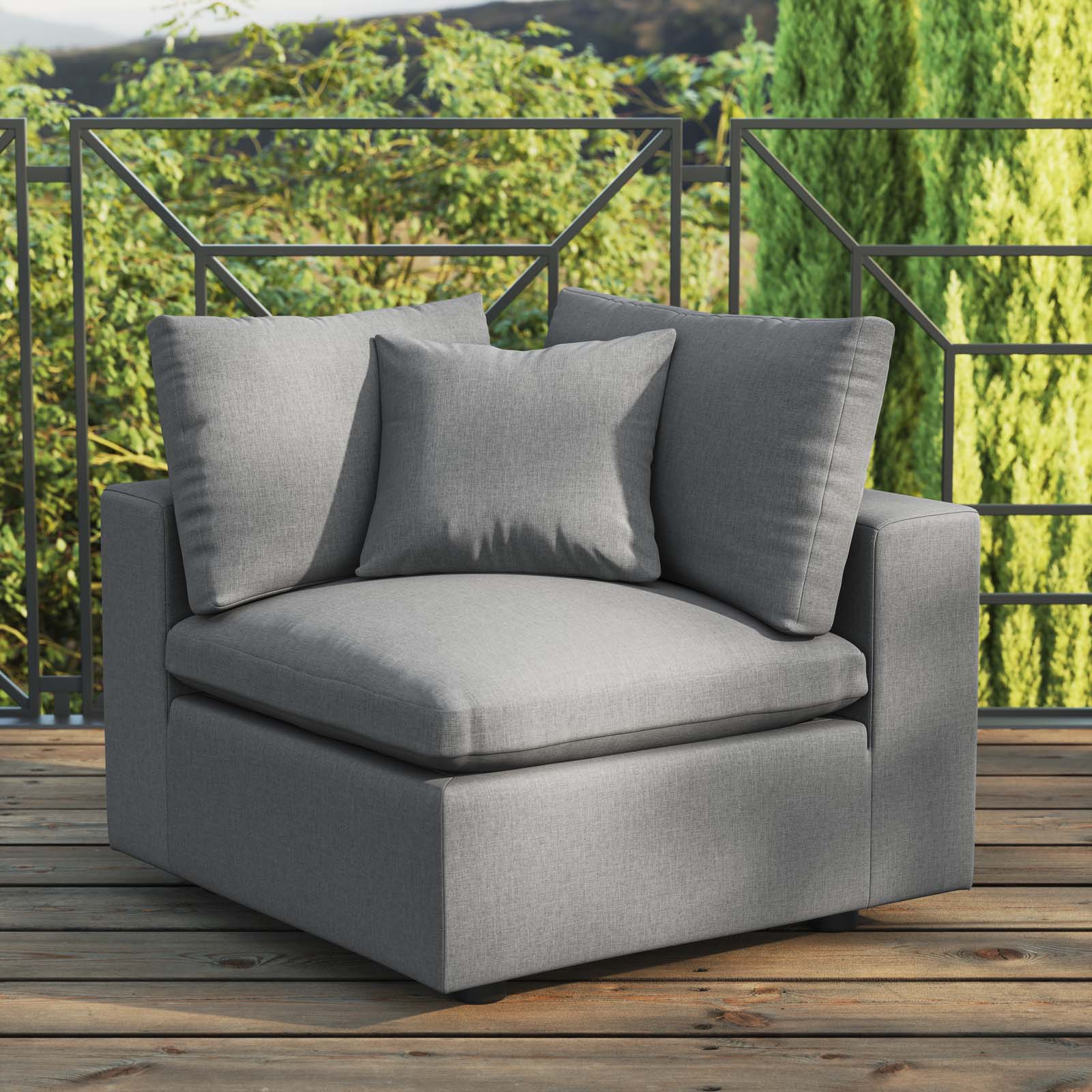 Commix Overstuffed Outdoor Patio Corner Chair - East Shore Modern Home Furnishings