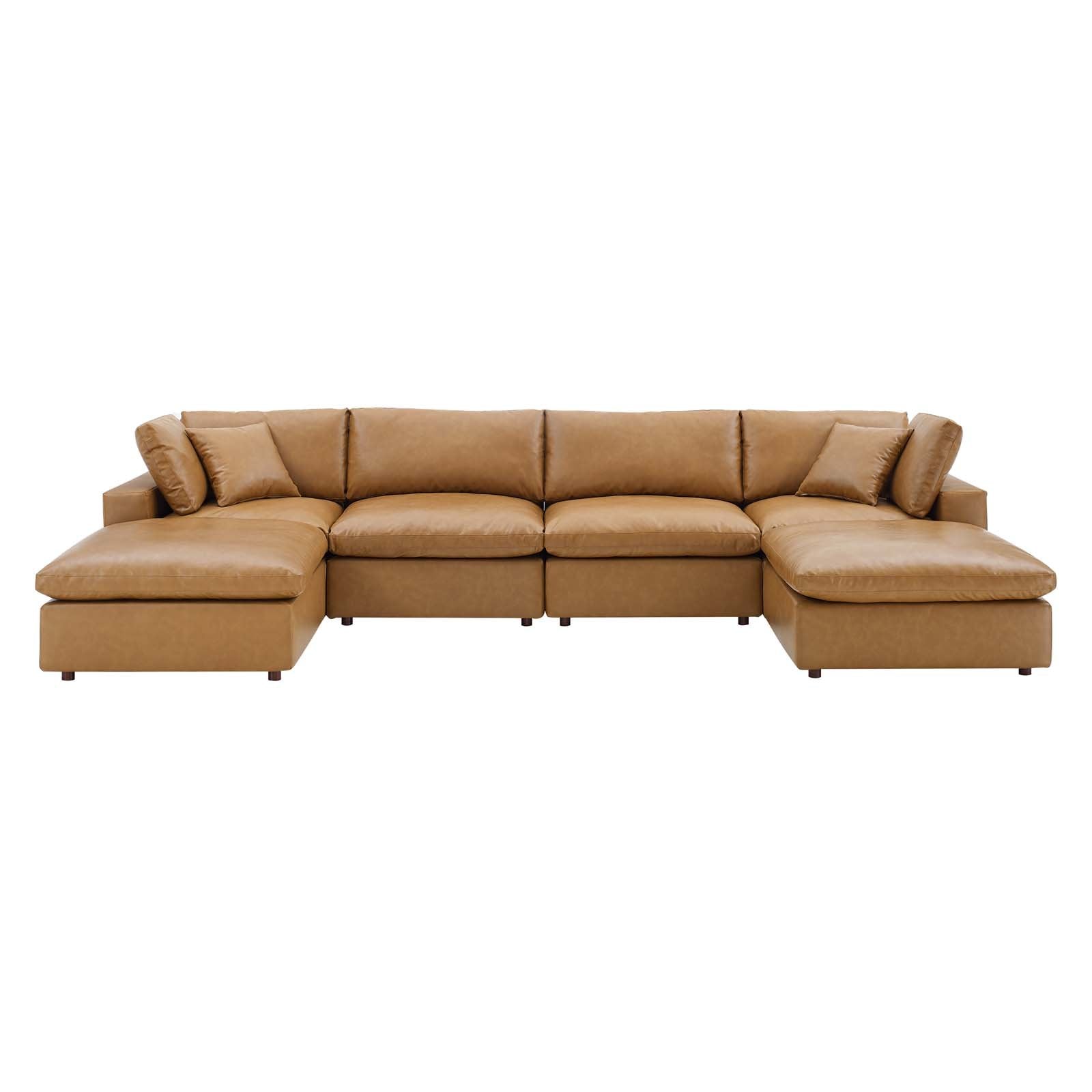 Commix Down Filled Overstuffed Vegan Leather 6-Piece Sectional Sofa - East Shore Modern Home Furnishings