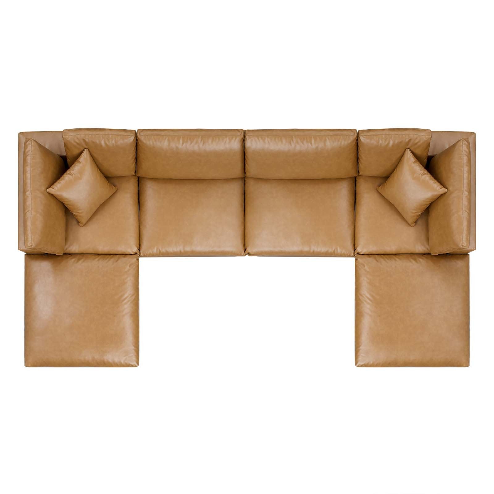 Commix Down Filled Overstuffed Vegan Leather 6-Piece Sectional Sofa - East Shore Modern Home Furnishings