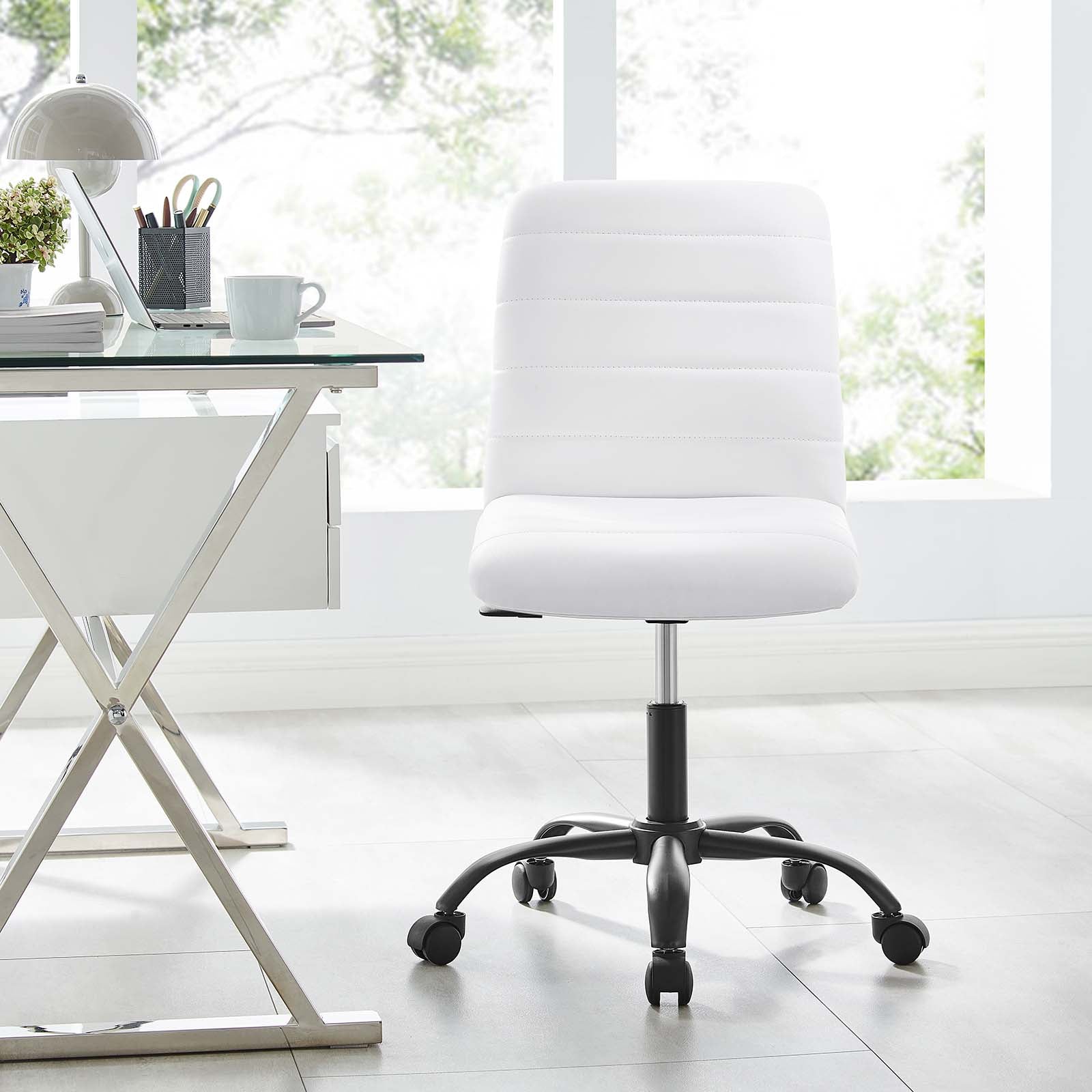 Ripple Armless Vegan Leather Office Chair - East Shore Modern Home Furnishings