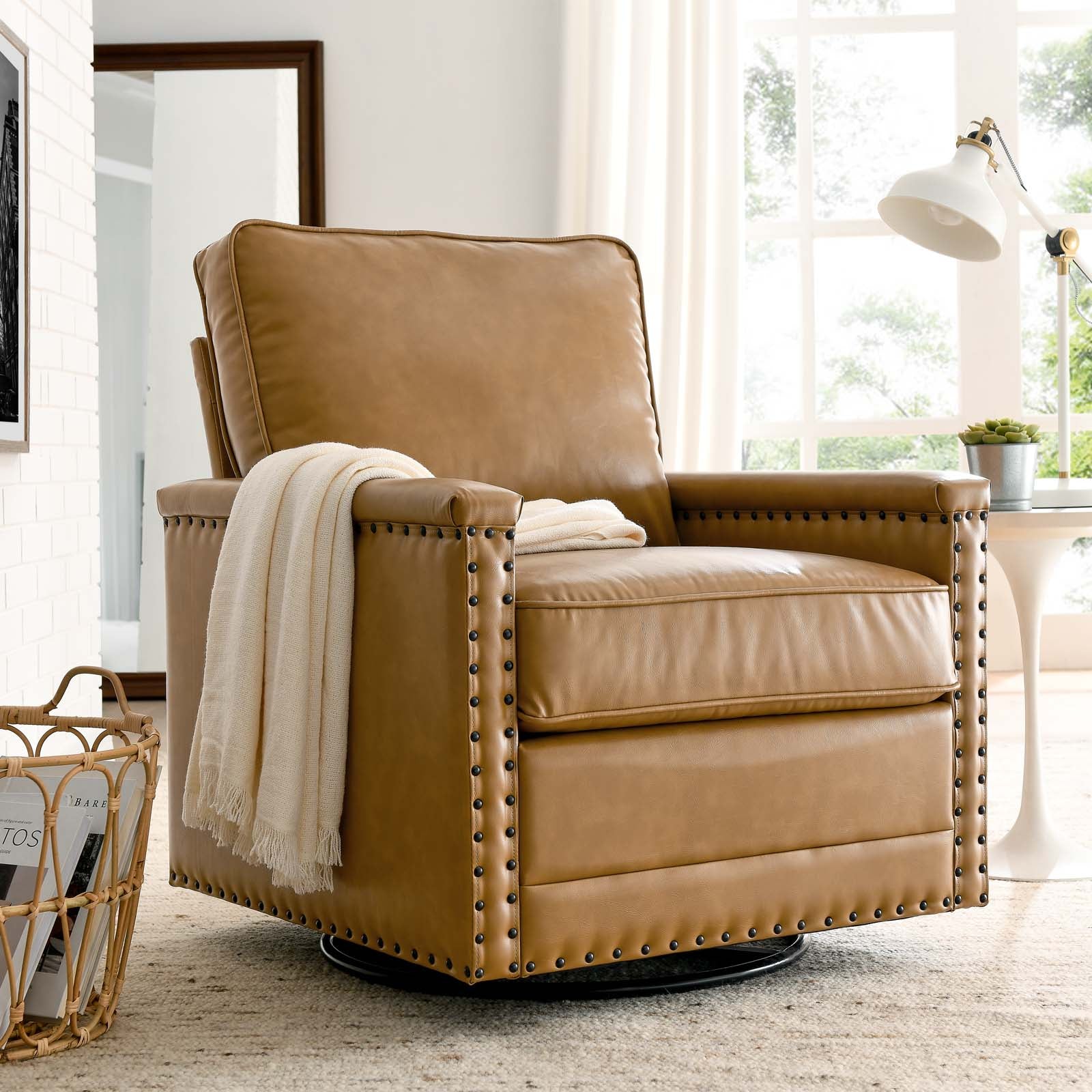 Ashton Vegan Leather Swivel Chair - East Shore Modern Home Furnishings