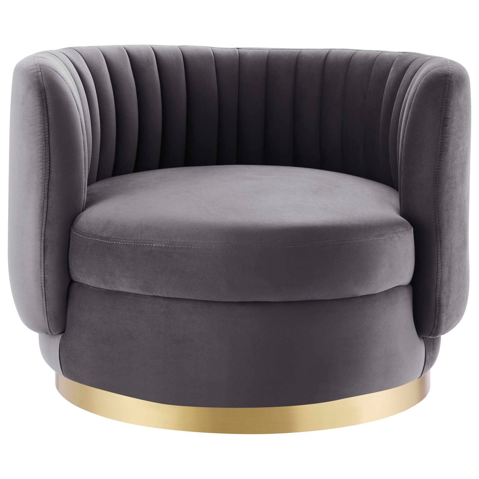 Embrace Tufted Performance Velvet Swivel Chair - East Shore Modern Home Furnishings