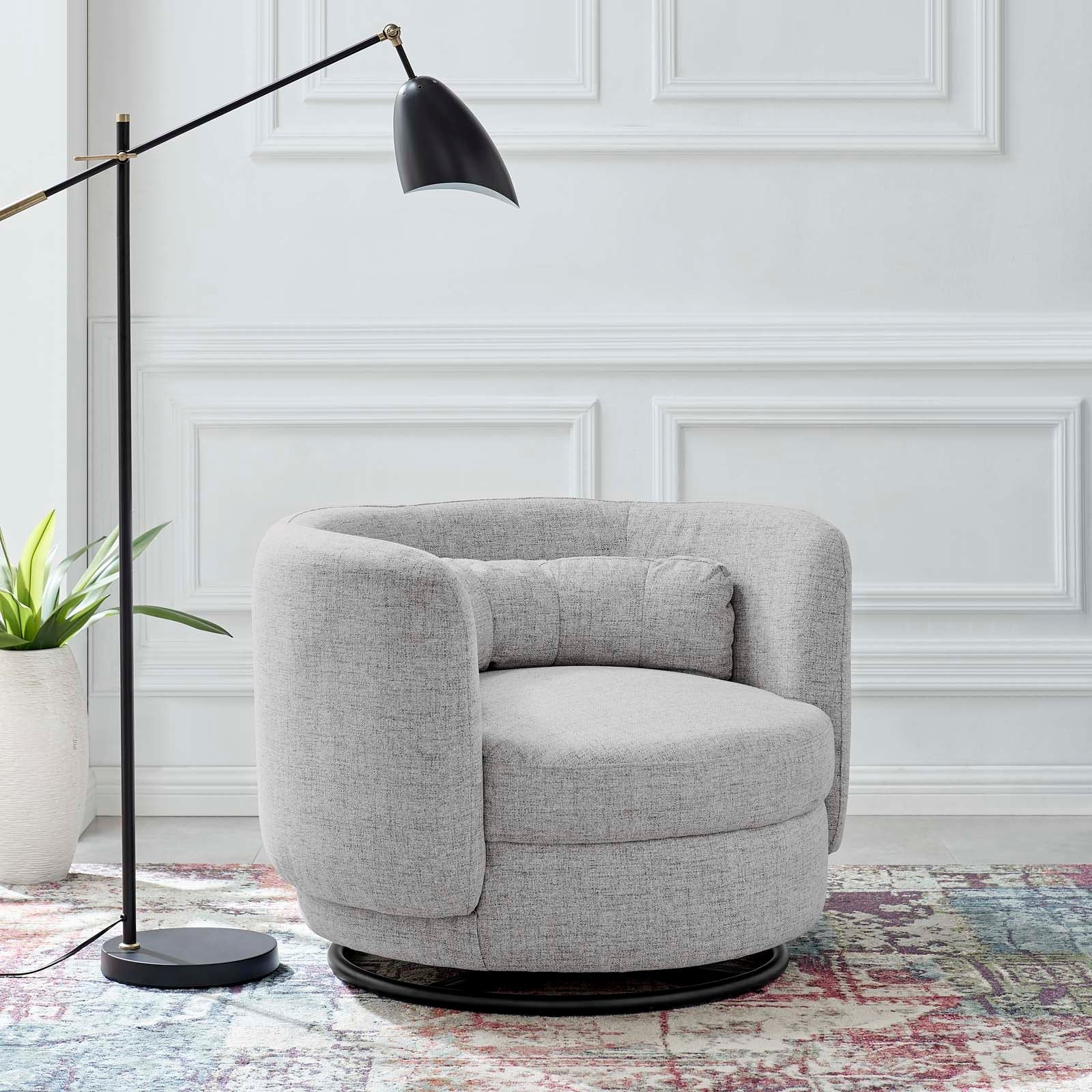 Relish Fabric Upholstered Upholstered Fabric Swivel Chair - East Shore Modern Home Furnishings