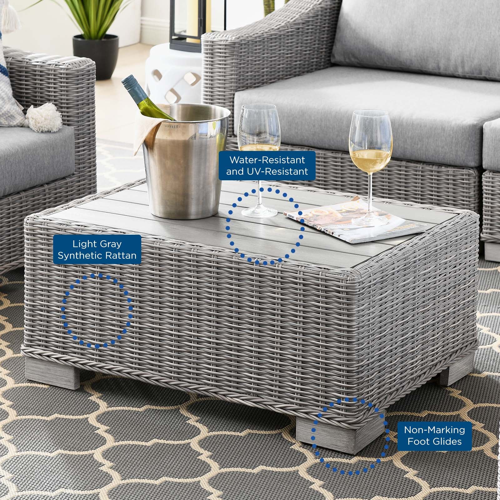 Conway 4-Piece Outdoor Patio Wicker Rattan Furniture Set - East Shore Modern Home Furnishings