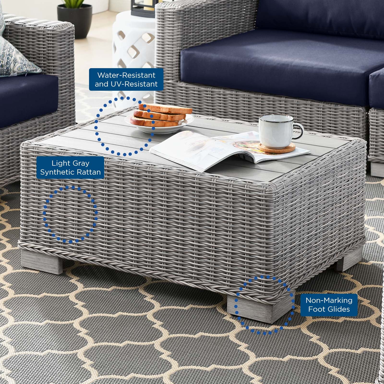 Conway 4-Piece Outdoor Patio Wicker Rattan Furniture Set - East Shore Modern Home Furnishings