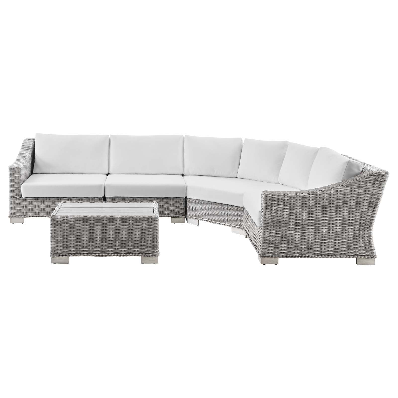Conway Outdoor Patio Wicker Rattan 5-Piece Sectional Sofa Furniture Set - East Shore Modern Home Furnishings