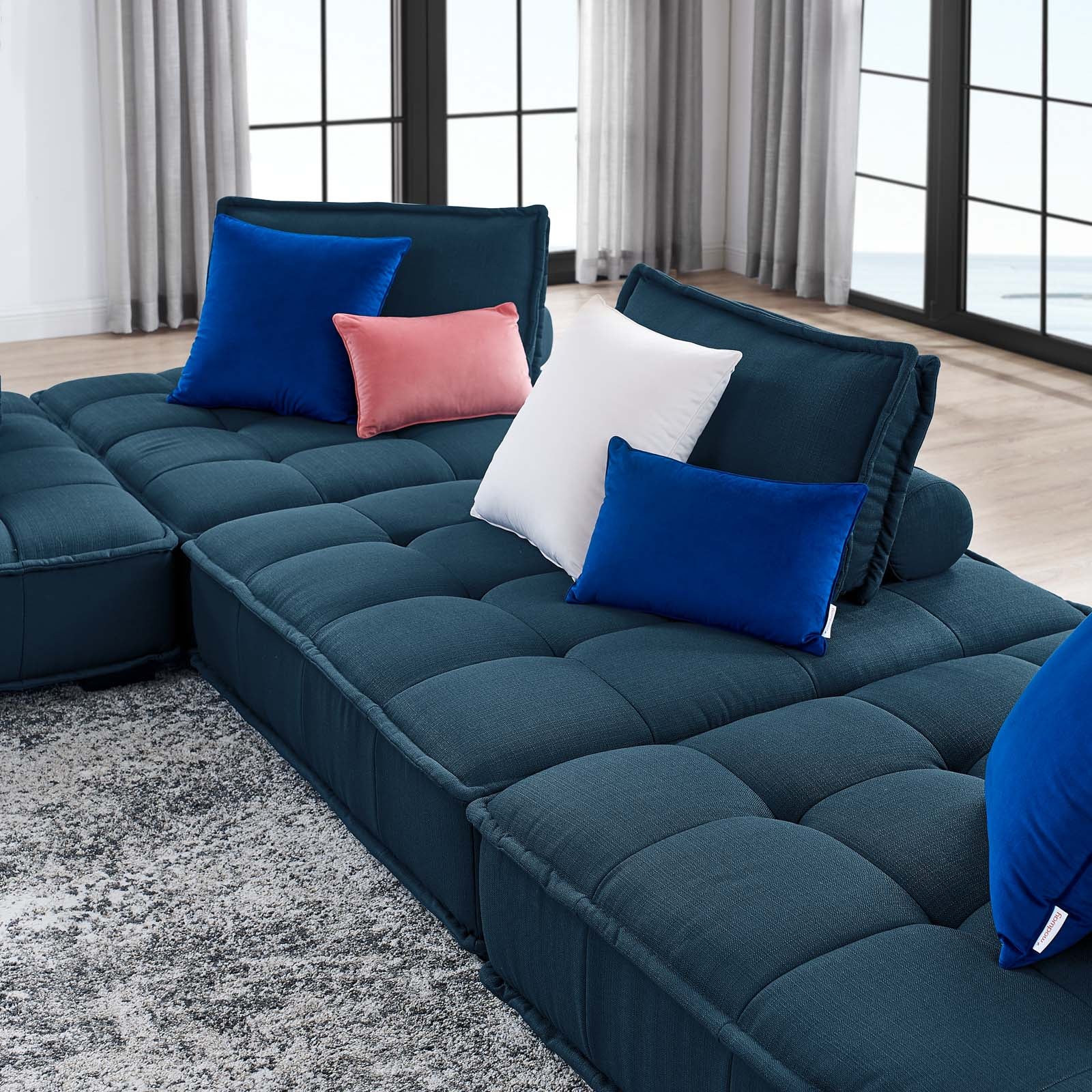 Saunter Tufted Fabric 4-Piece Sectional Sofa - East Shore Modern Home Furnishings