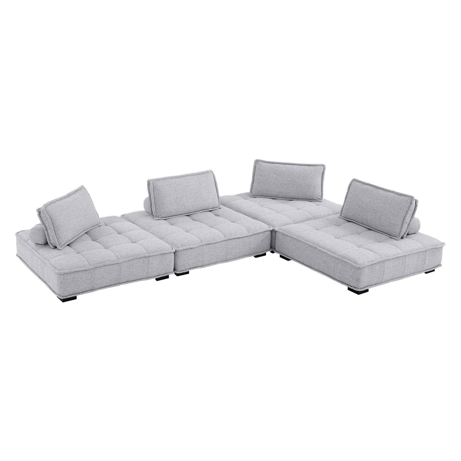 Saunter Tufted Fabric 4-Piece Sectional Sofa - East Shore Modern Home Furnishings
