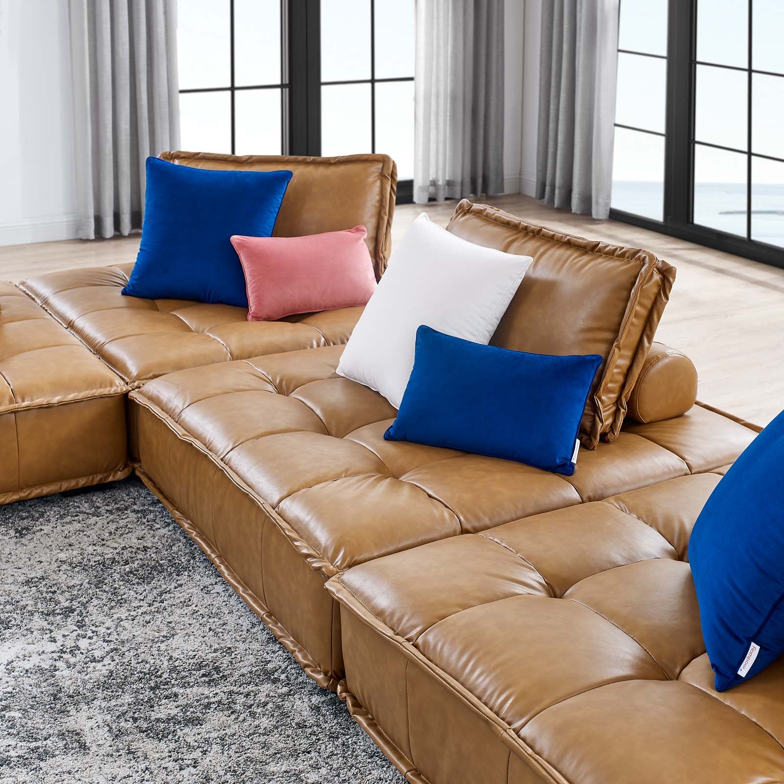 Saunter Tufted Vegan Leather 4-Piece Sectional Sofa - East Shore Modern Home Furnishings
