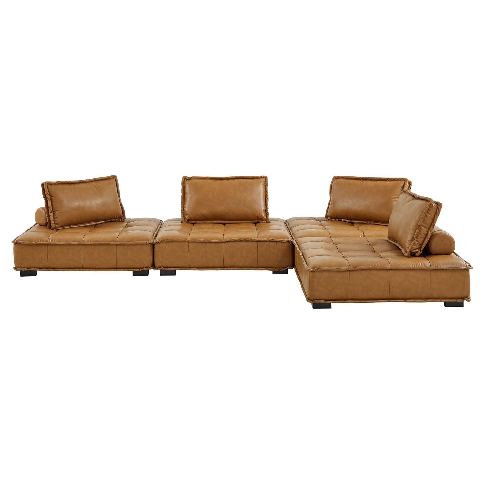 Saunter Tufted Vegan Leather 4-Piece Sectional Sofa - East Shore Modern Home Furnishings